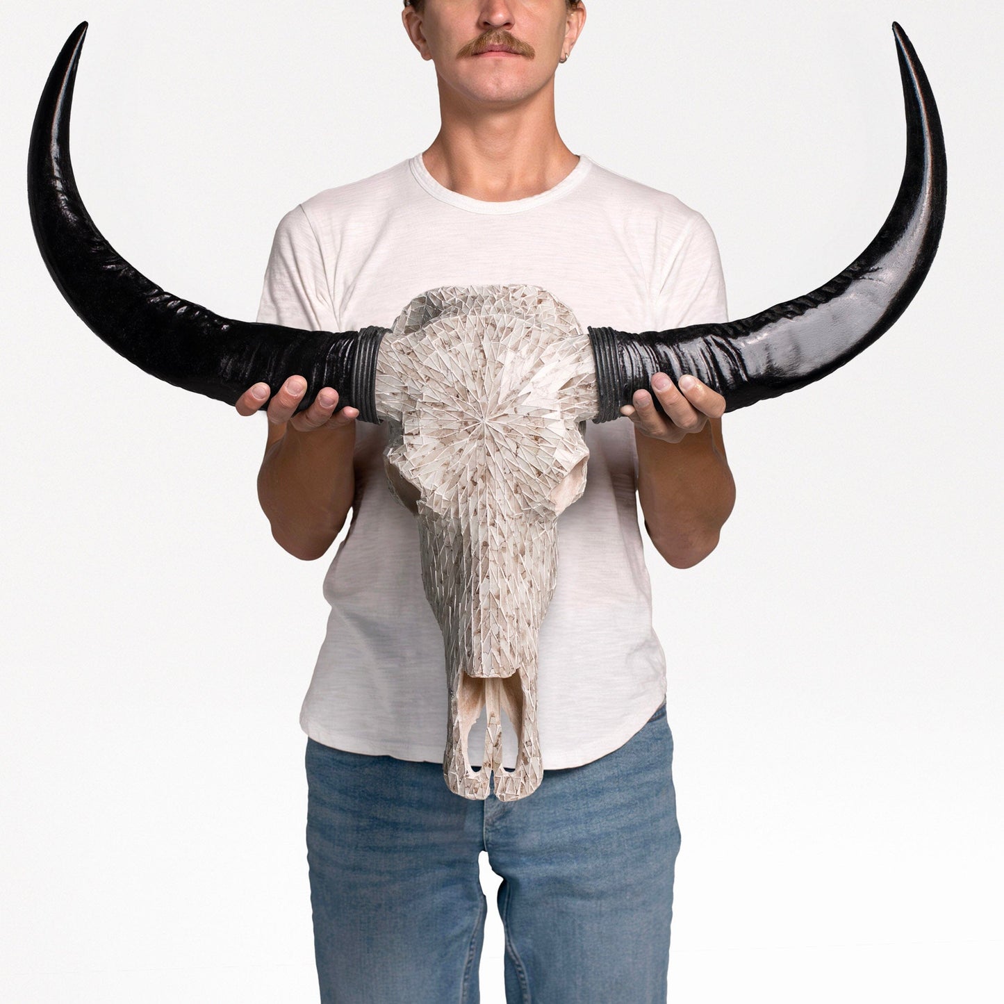 Buffalo Skull - Beige Mirror // Mosaic Finish