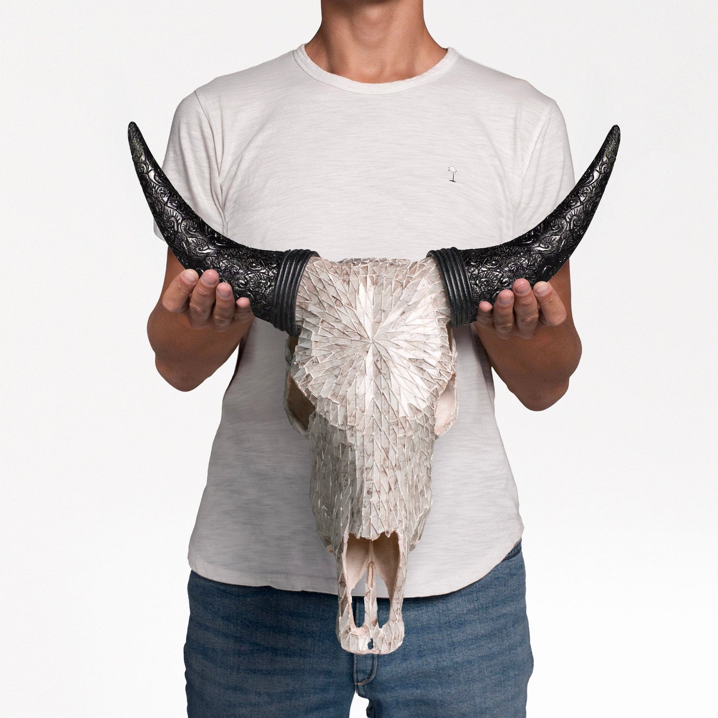 Cow Skull - Beige Mirror // Mosaic Finish