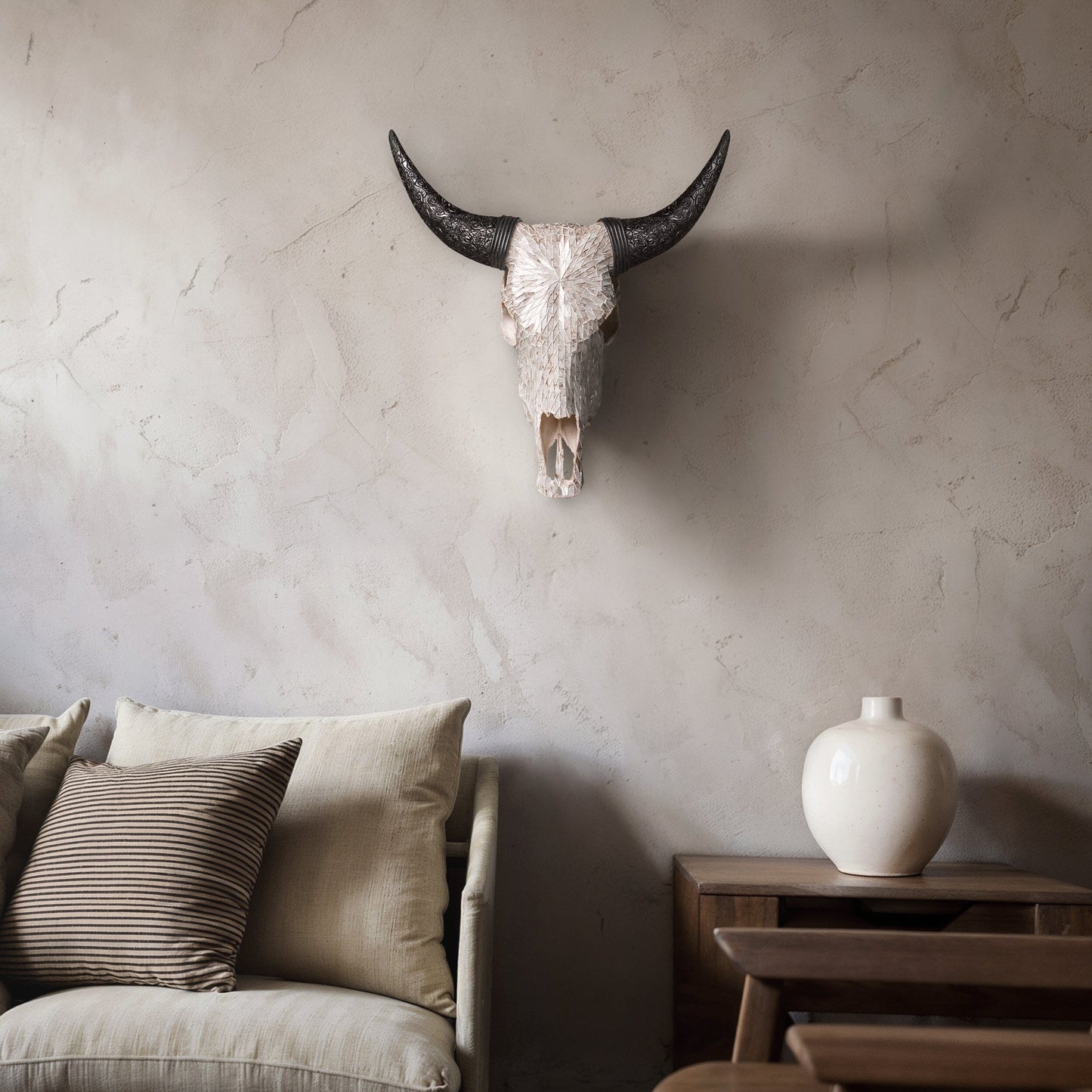 Cow Skull - Beige Mirror // Mosaic Finish