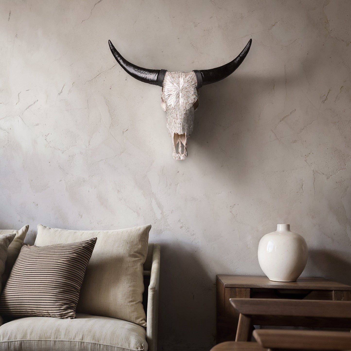 Cow Skull - Beige Mirror // Mosaic Finish
