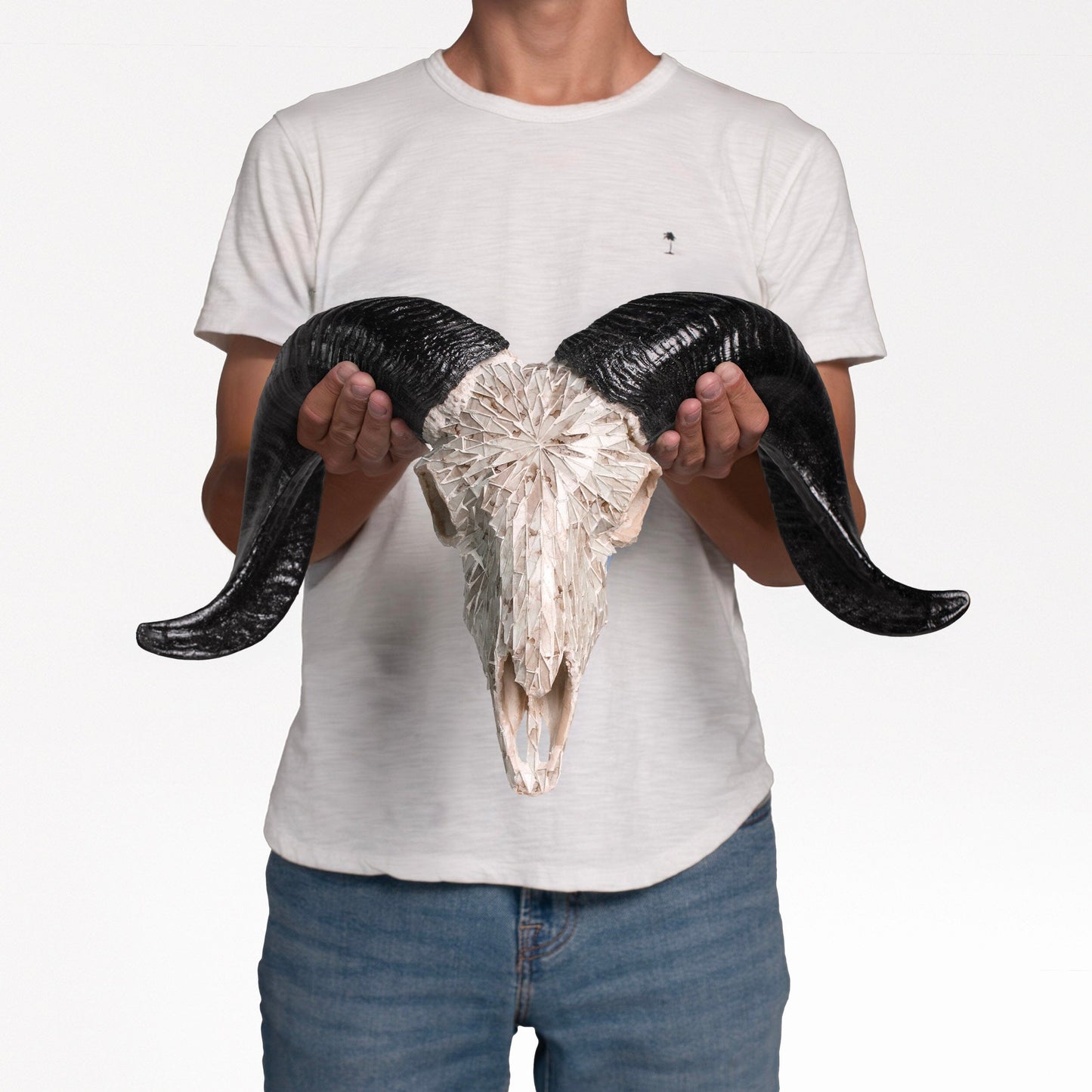 Ram Skull - Beige Mirror // Mosaic Finish