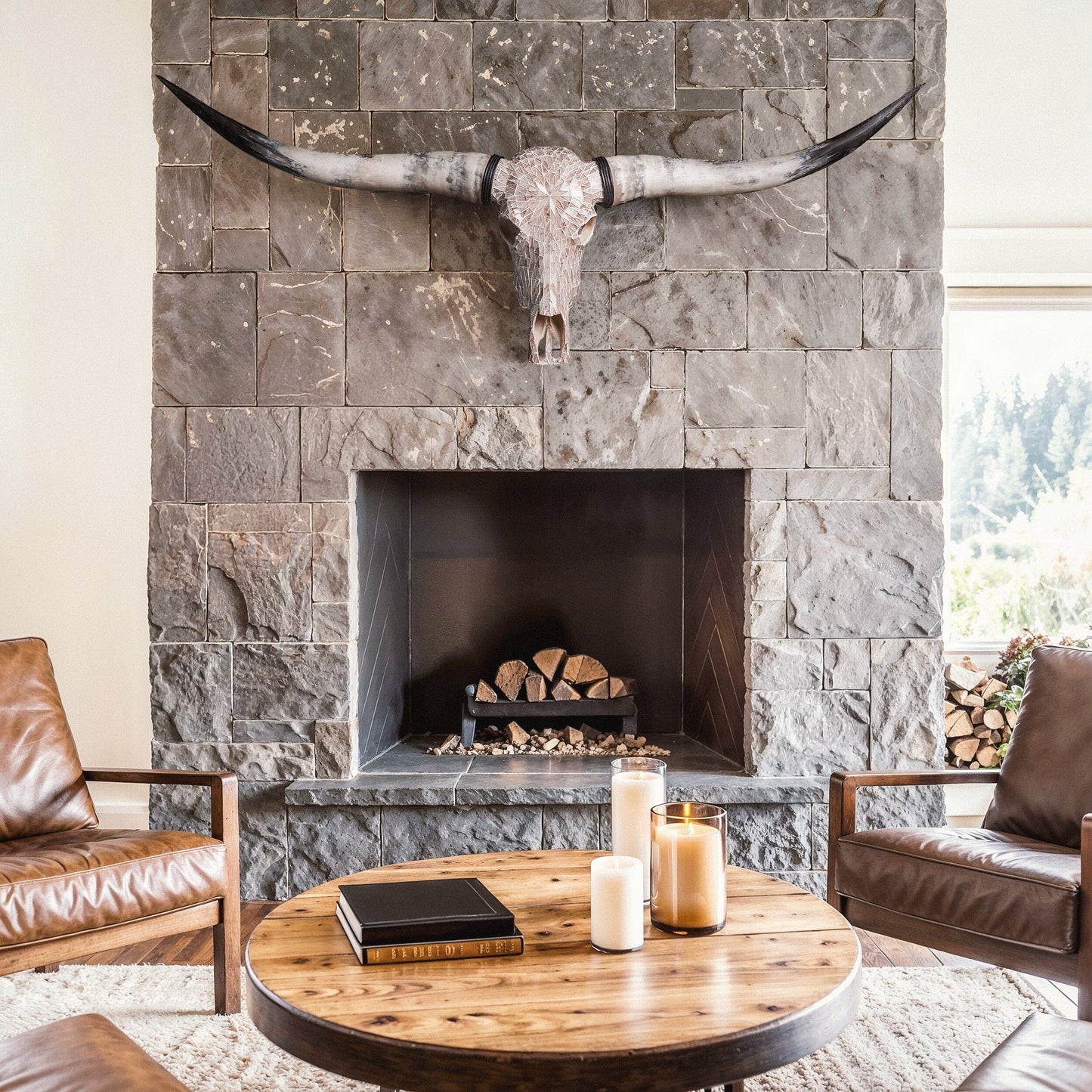 Longhorn Skull - Beige Mirror // Mosaic Finish