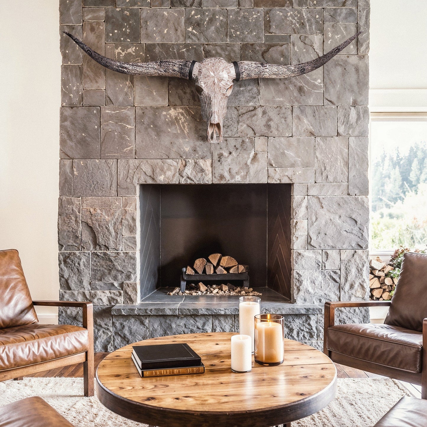Longhorn Skull - Beige Mirror // Mosaic Finish