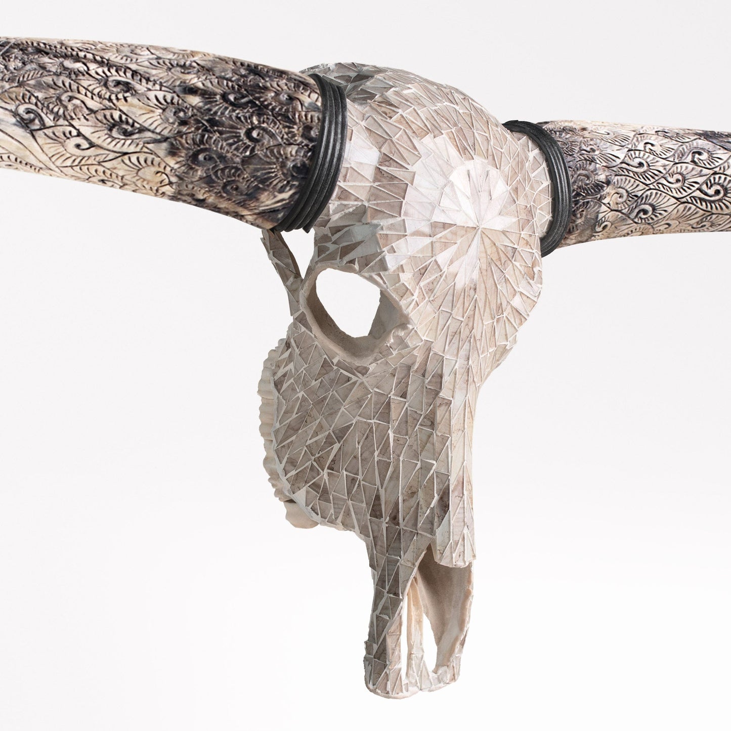 Longhorn Skull - Beige Mirror // Mosaic Finish