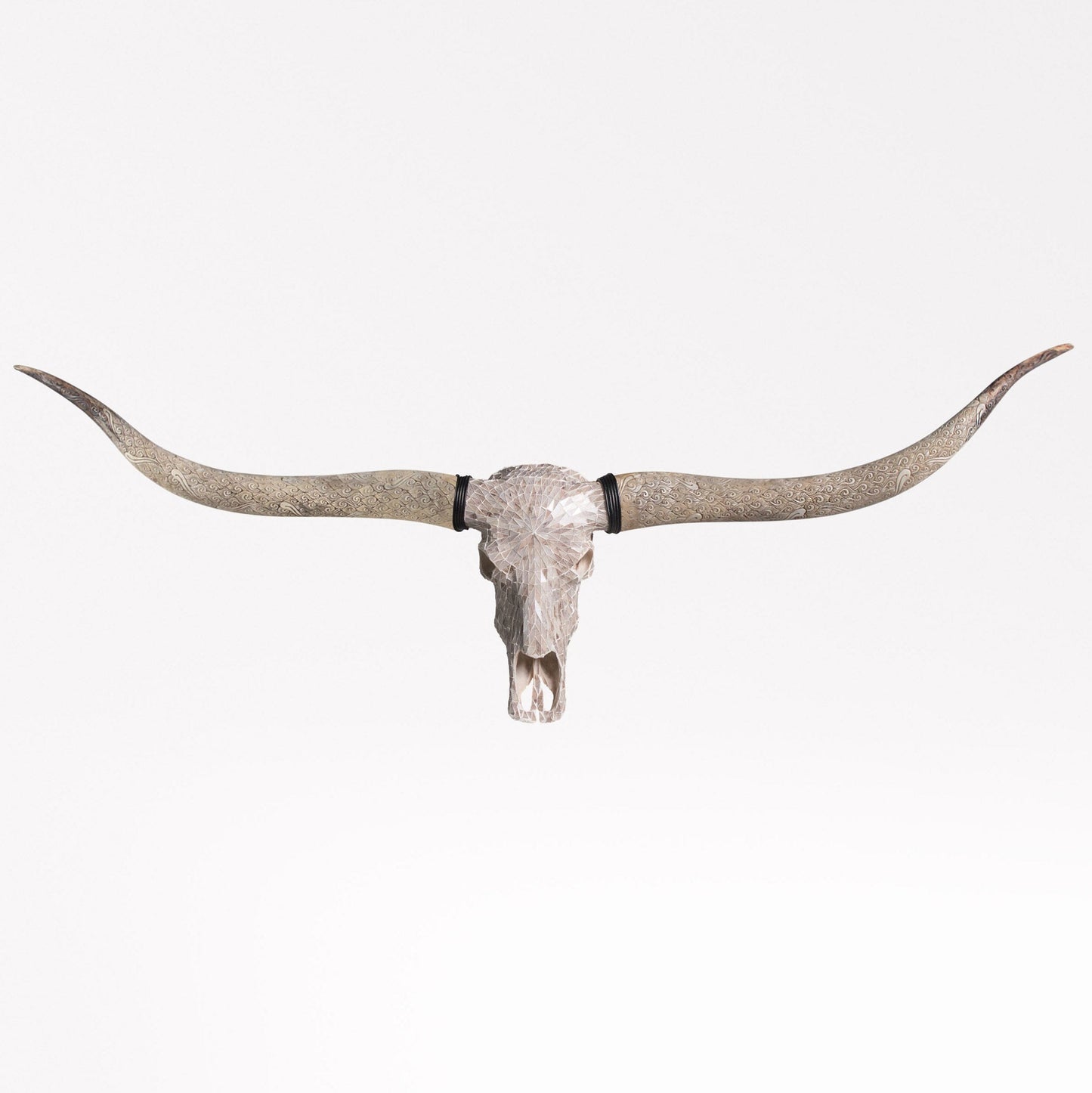 Longhorn Skull // XL Horns - Beige Mirror // Mosaic Finish