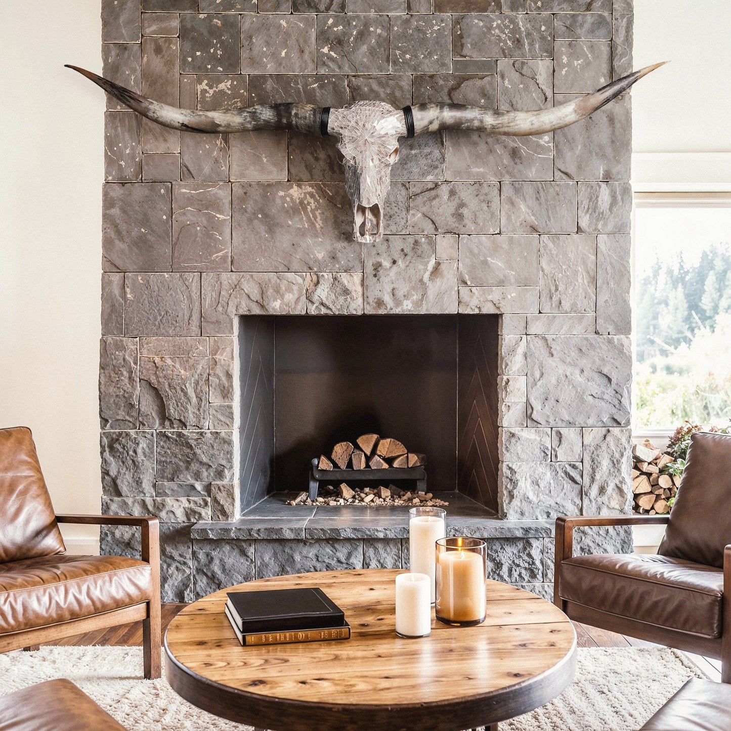 Longhorn Skull // XL Horns - Beige Mirror // Mosaic Finish
