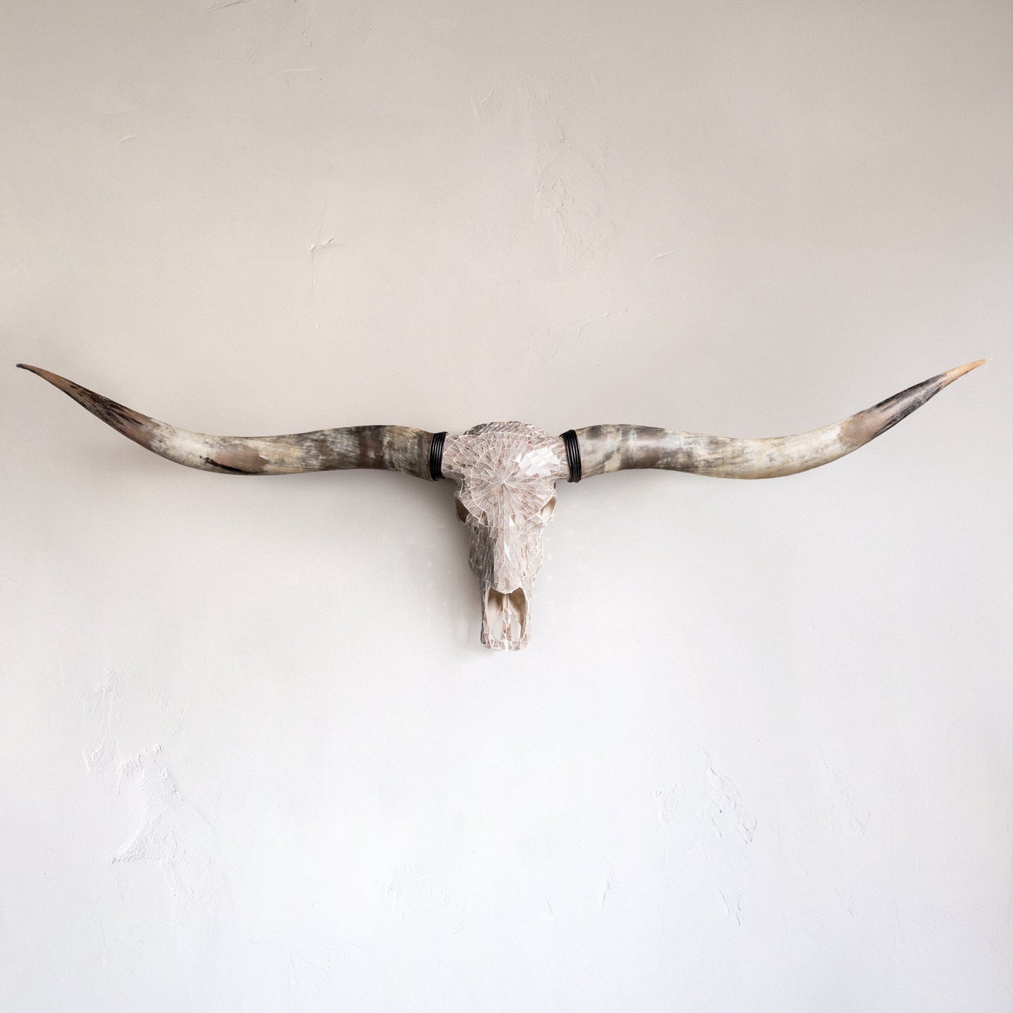 Longhorn Skull // XL Horns - Beige Mirror // Mosaic Finish