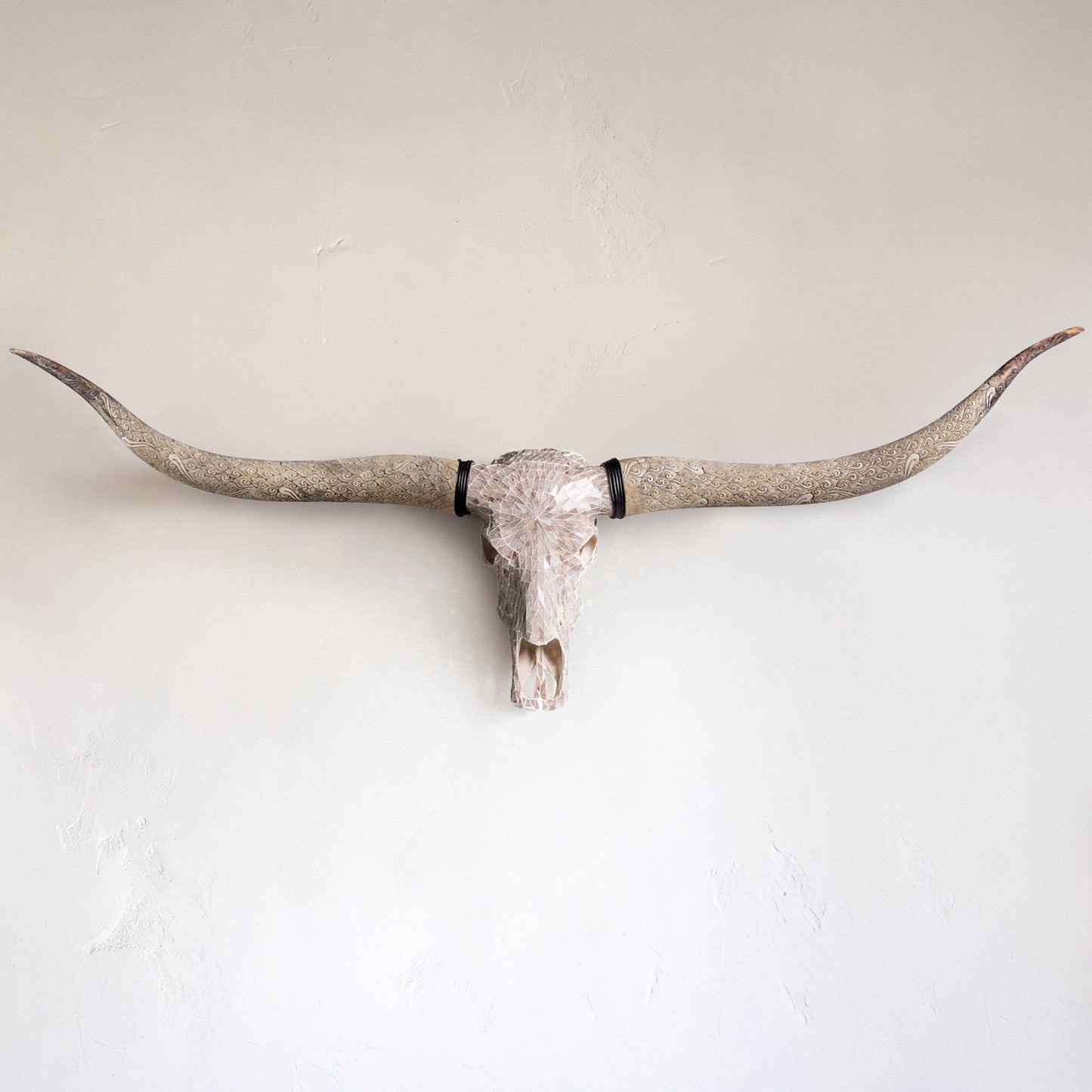 Longhorn Skull // XL Horns - Beige Mirror // Mosaic Finish