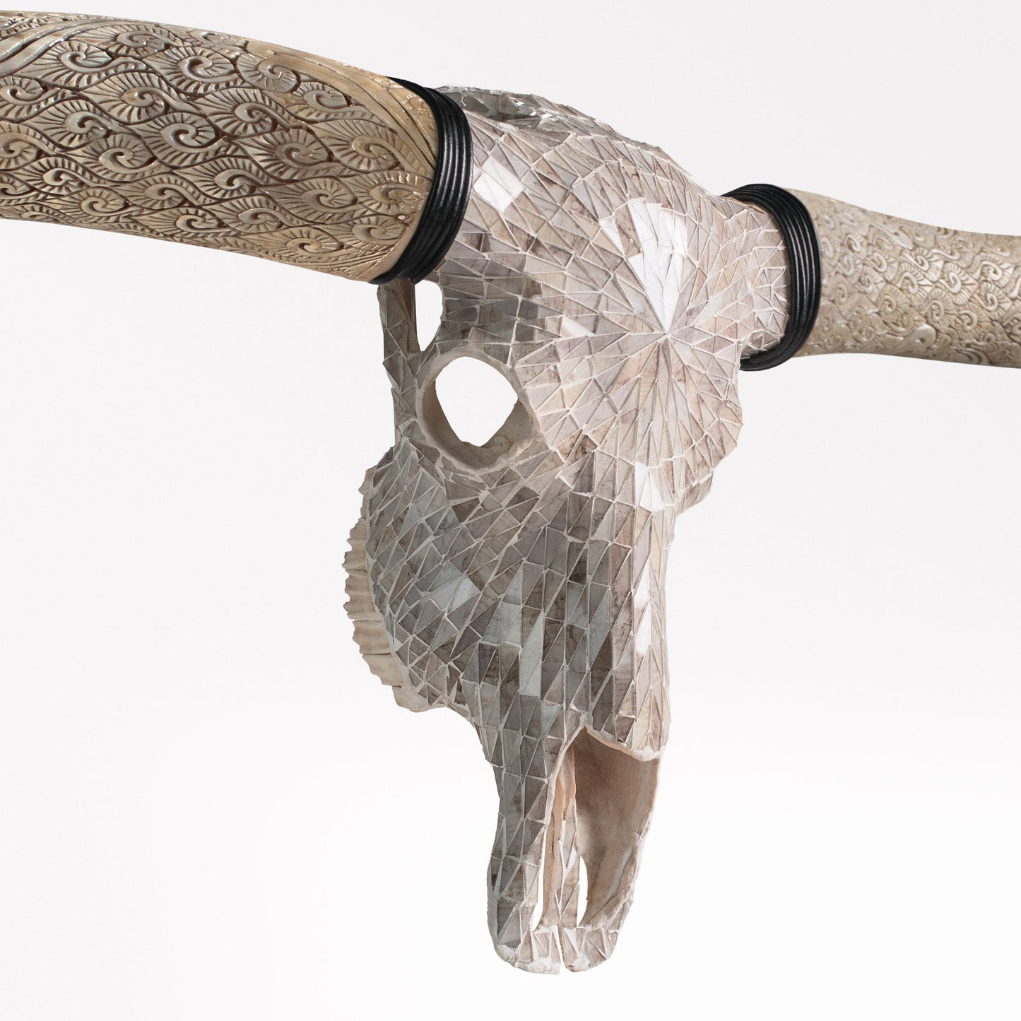 Longhorn Skull // XL Horns - Beige Mirror // Mosaic Finish