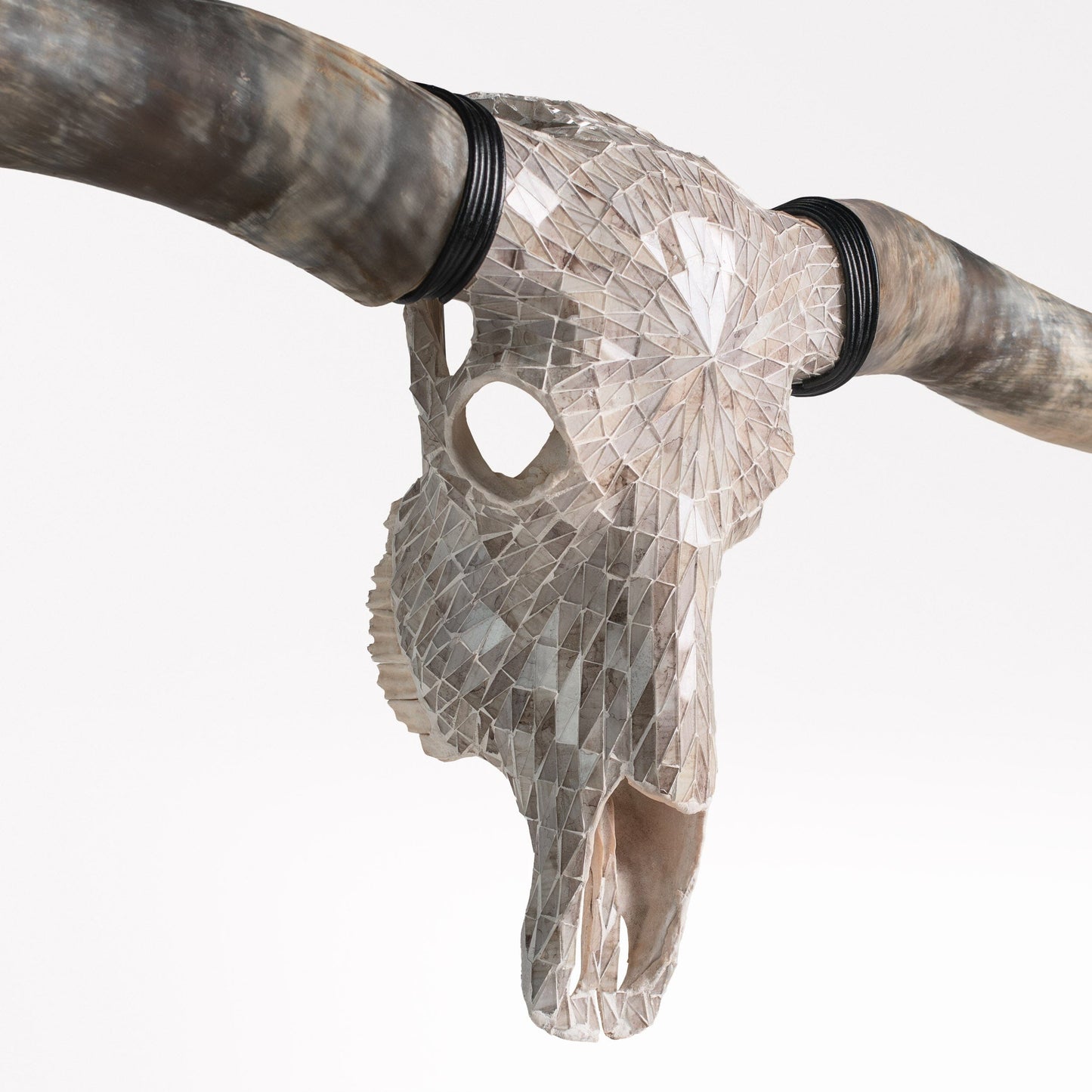 Longhorn Skull // XL Horns - Beige Mirror // Mosaic Finish
