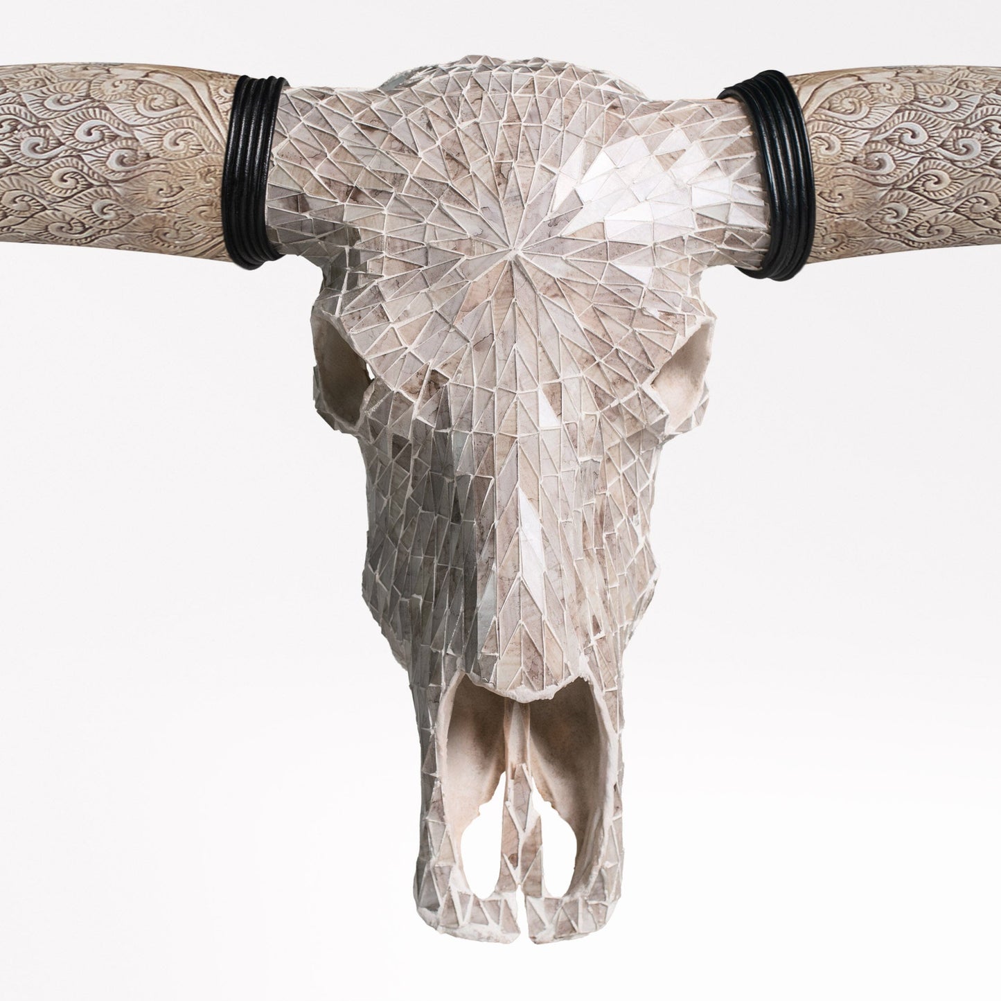 Longhorn Skull // XL Horns - Beige Mirror // Mosaic Finish