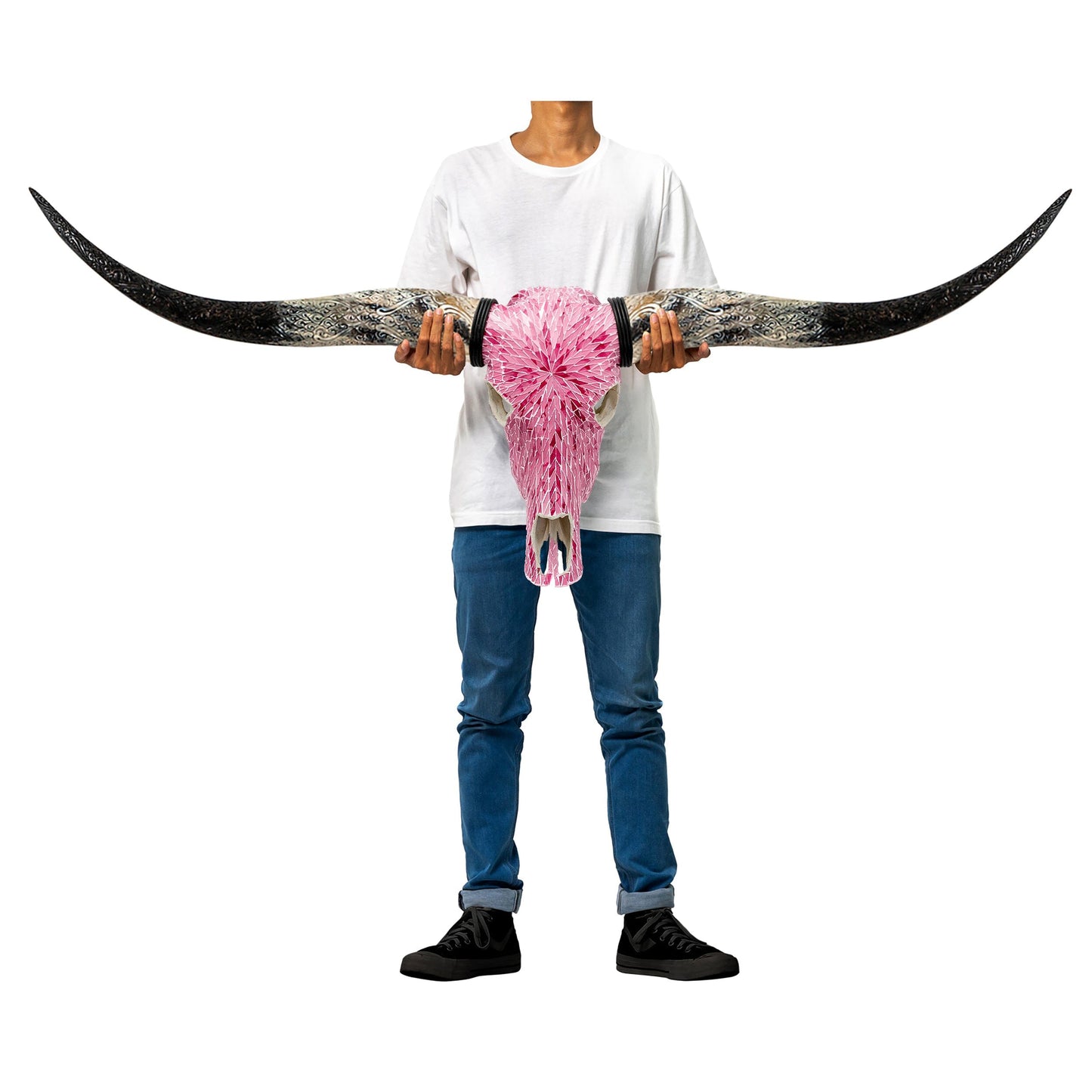 Longhorn Skull - Pink Mirror // Mosaic Finish