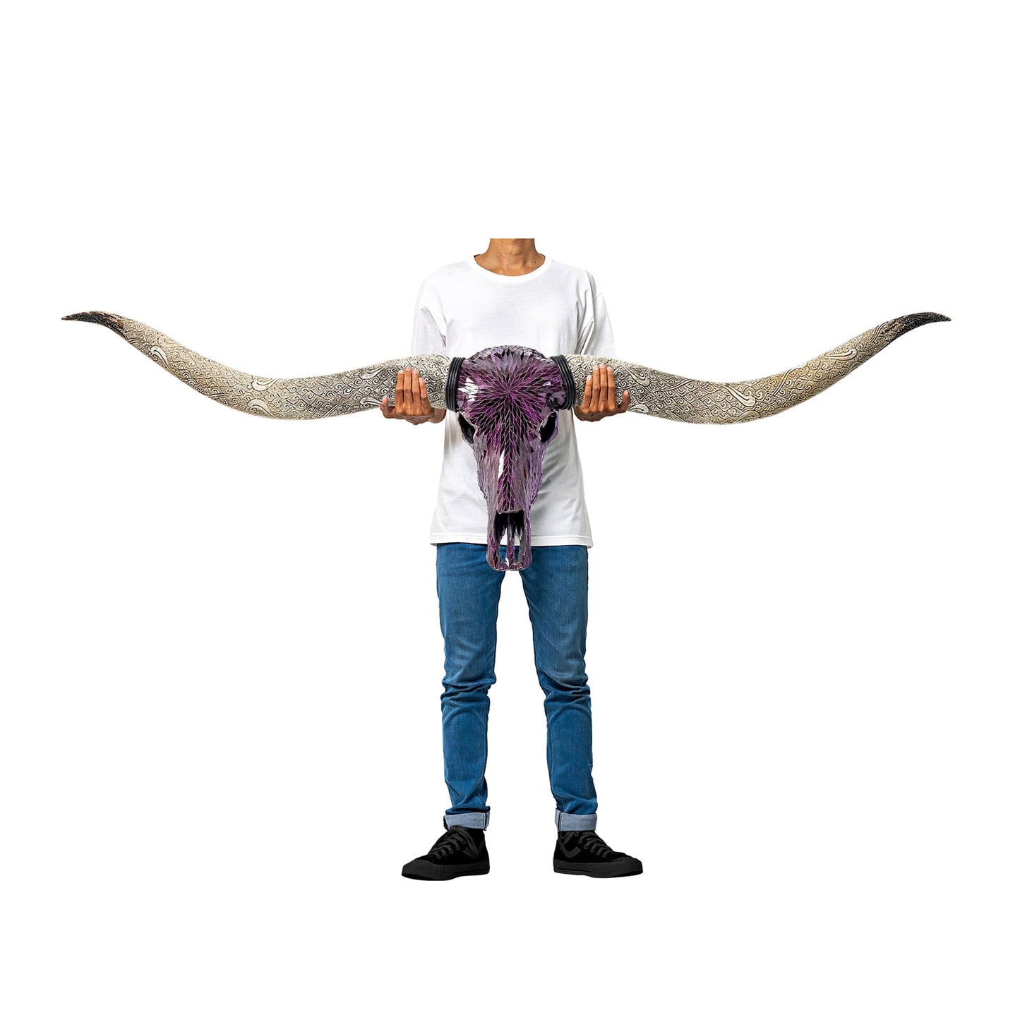 Longhorn Skull // XL Horns - Purple Mirror // Mosaic Finish