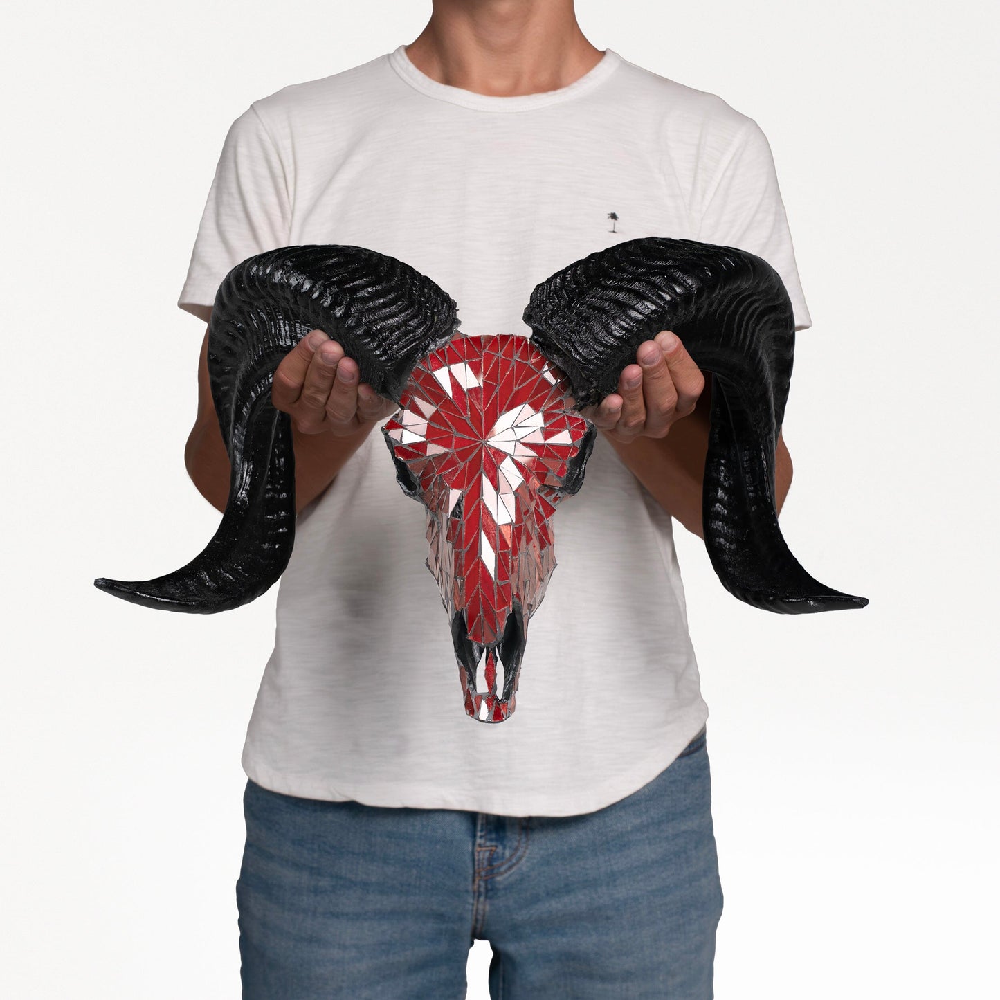 Ram Skull - Red Mirror // Mosaic Finish