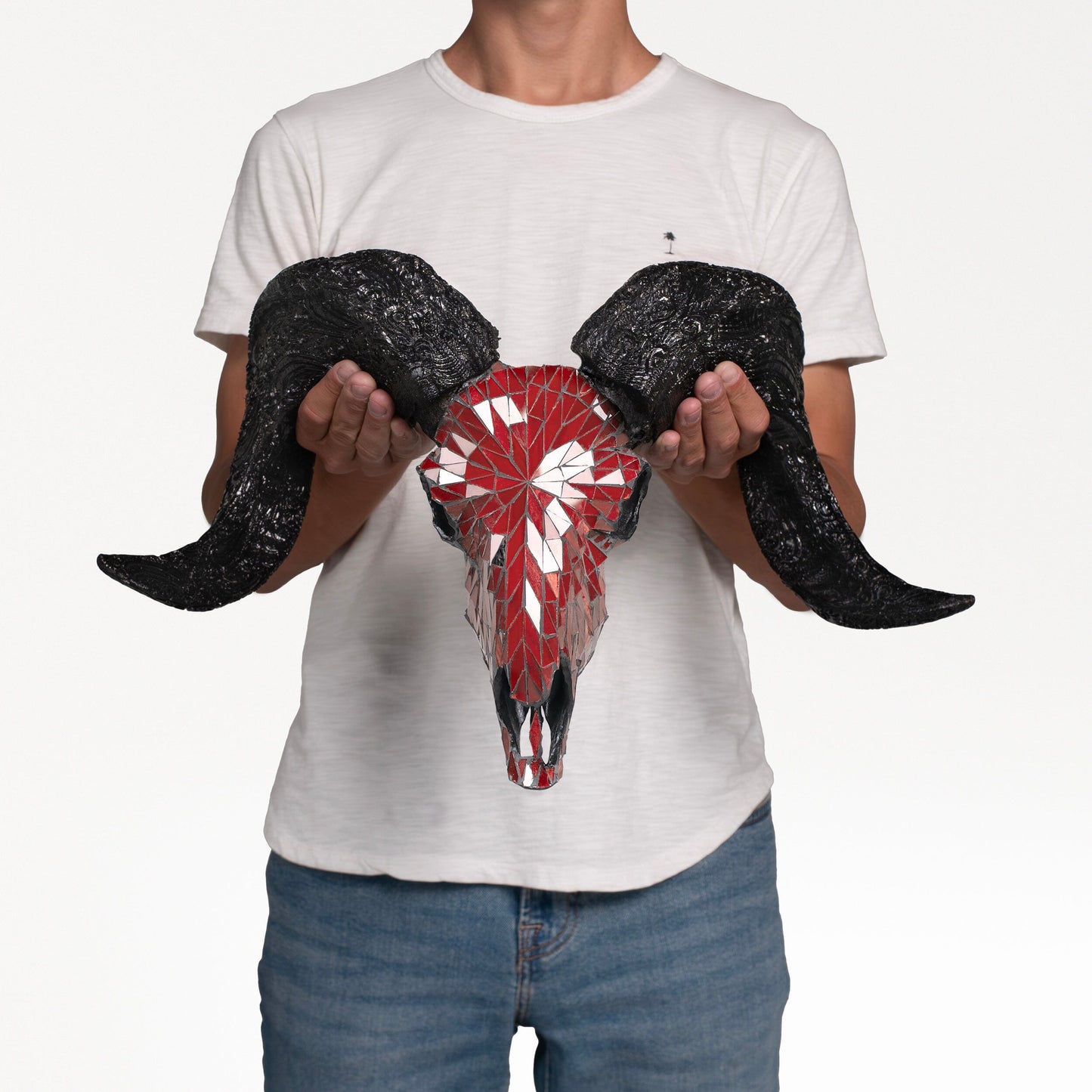 Ram Skull - Red Mirror // Mosaic Finish