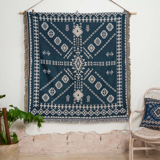 Blue Moon' Woven Picnic Rug / Throw