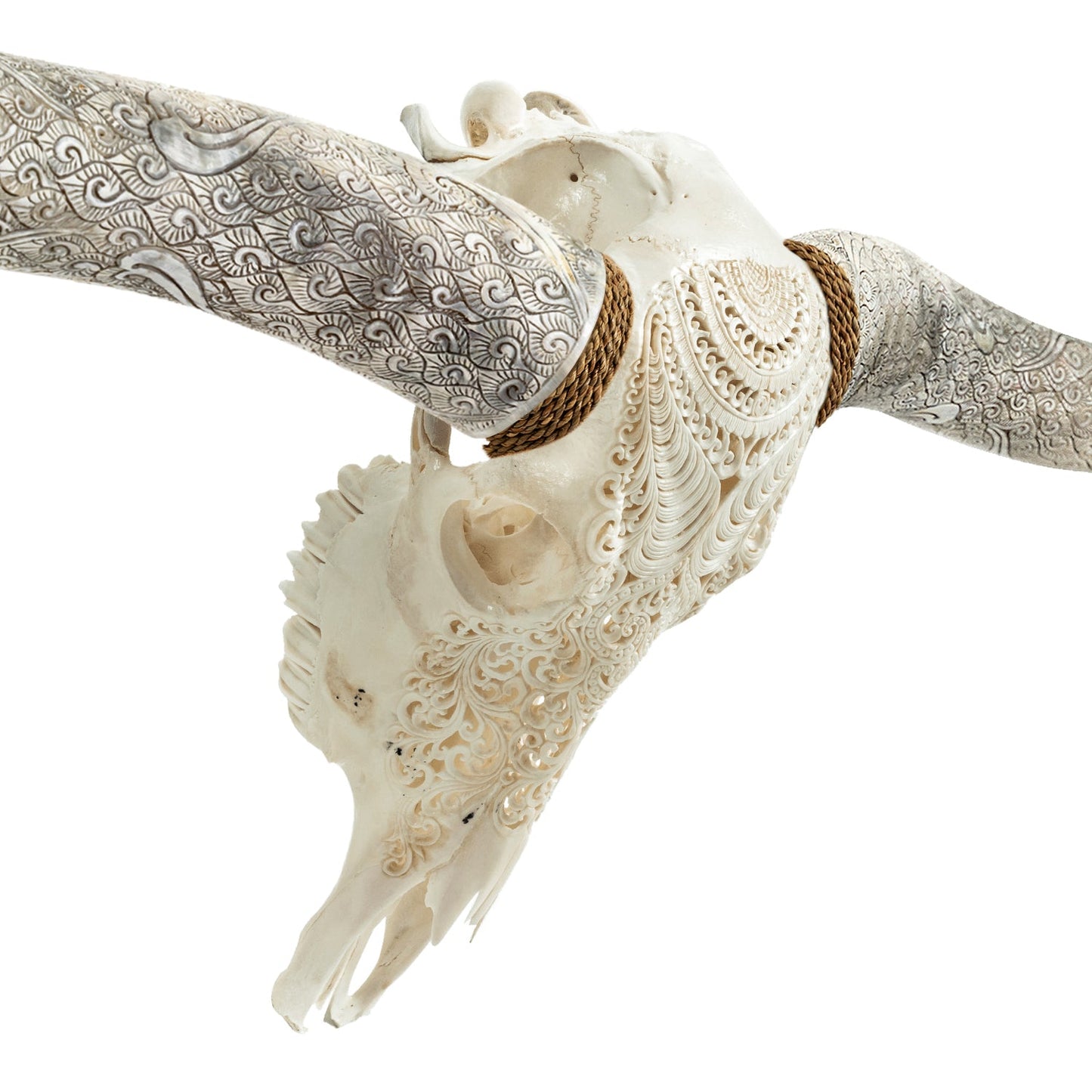 Hand Carved Longhorn Skull // XL Horns - White Boho