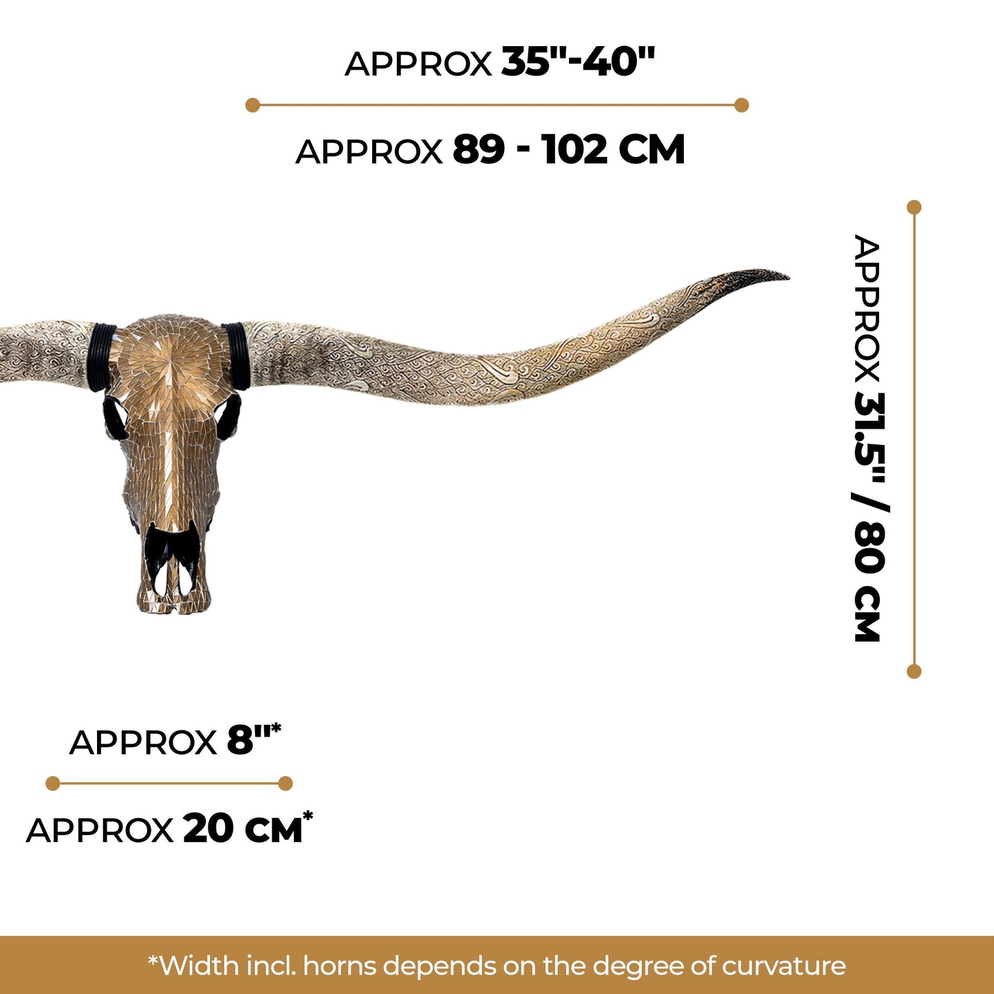Longhorn Skull // XL Horns - Mocha Mirror // Mosaic Finish