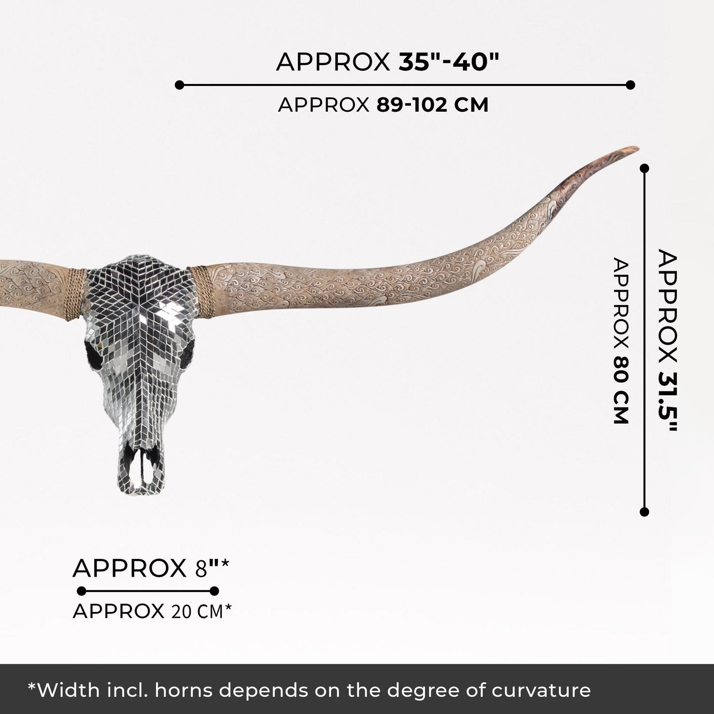 Longhorn Skull // XL Horns -  Mirror // Mosaic Finish
