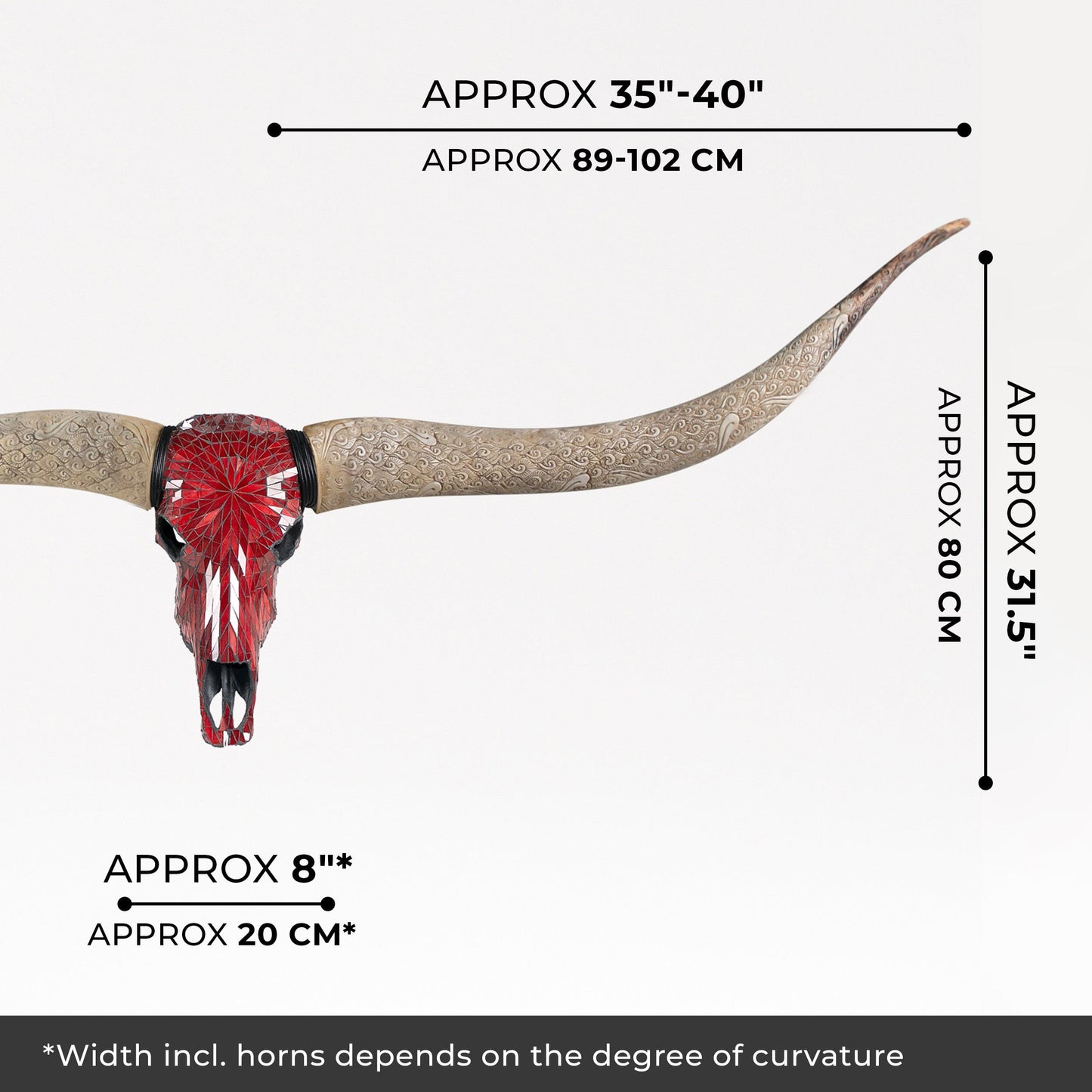 Longhorn Skull // XL Horns - Red Mirror // Mosaic Finish