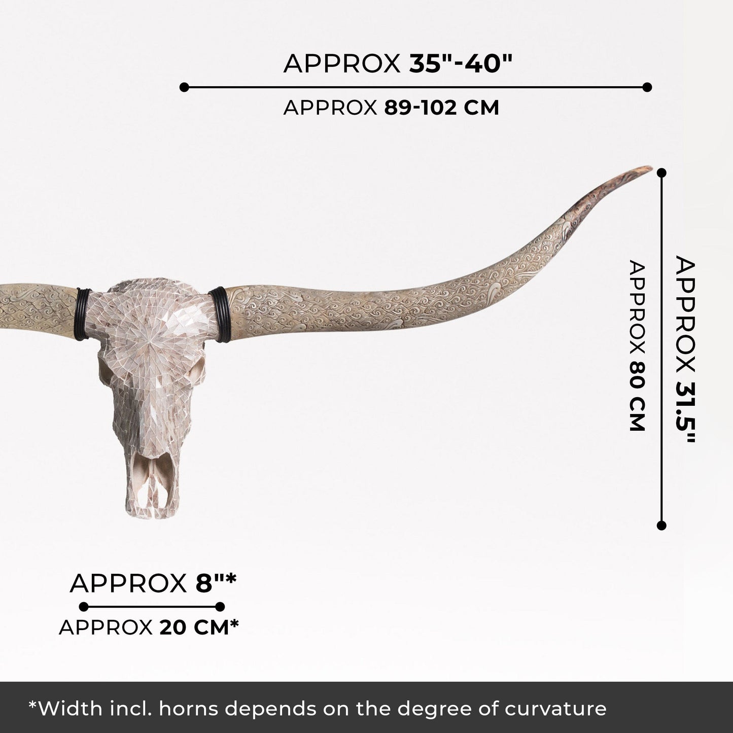 Longhorn Skull // XL Horns - Beige Mirror // Mosaic Finish