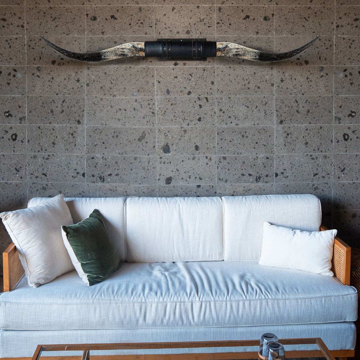 Black Leather Mount // Carved Longhorns - Rustler