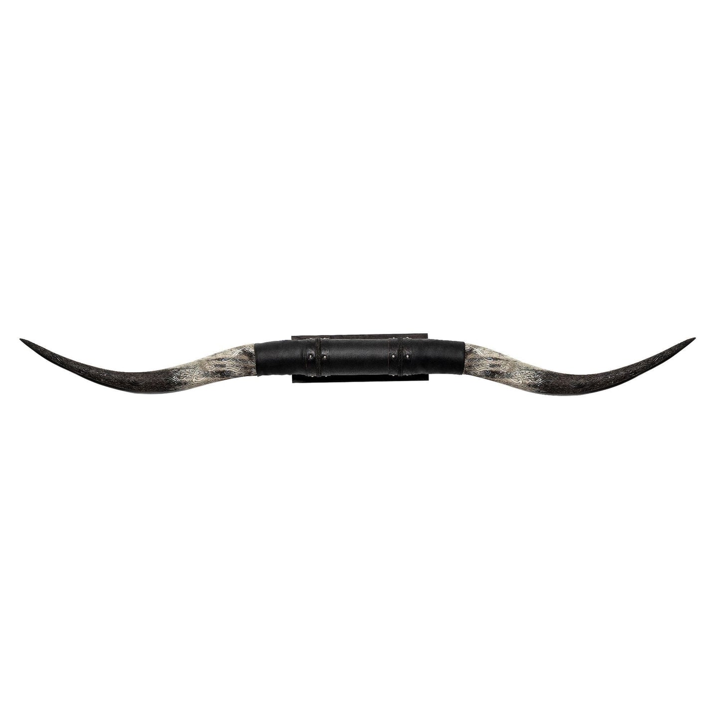 Black Leather Mount // Carved Longhorns - Rustler