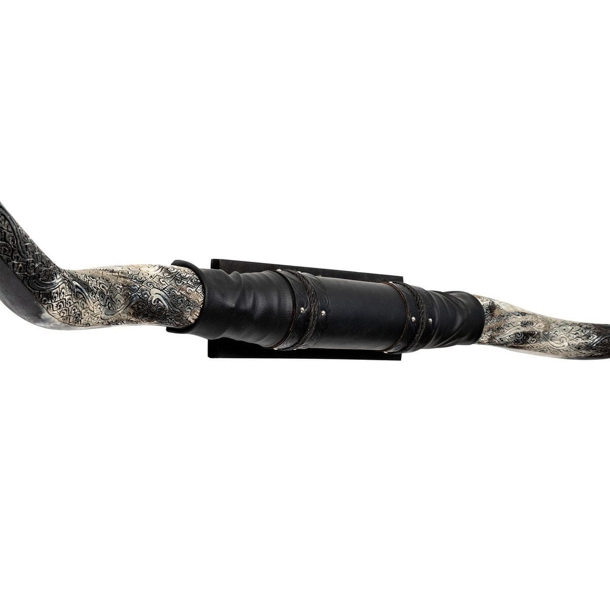 Black Leather Mount // Carved Longhorns - Rustler