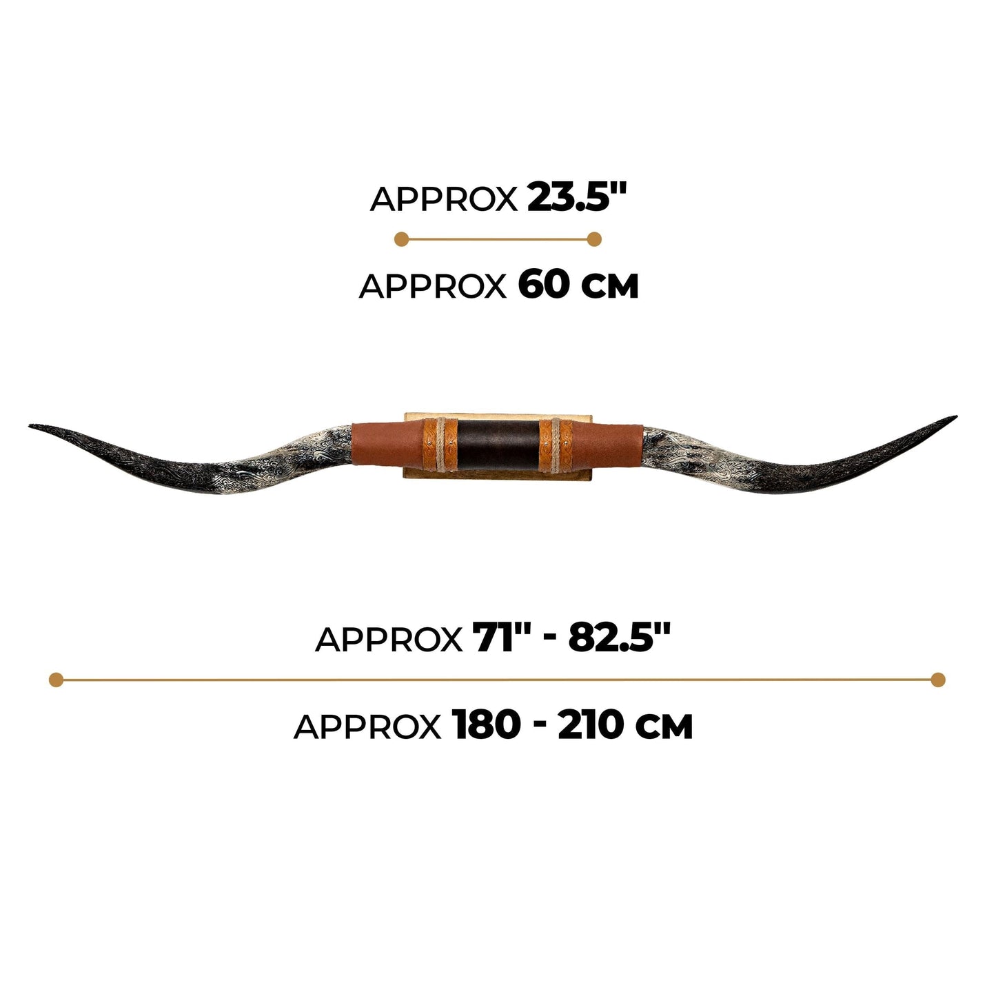 Brown Leather Mount // Carved Longhorns - Wild Hog