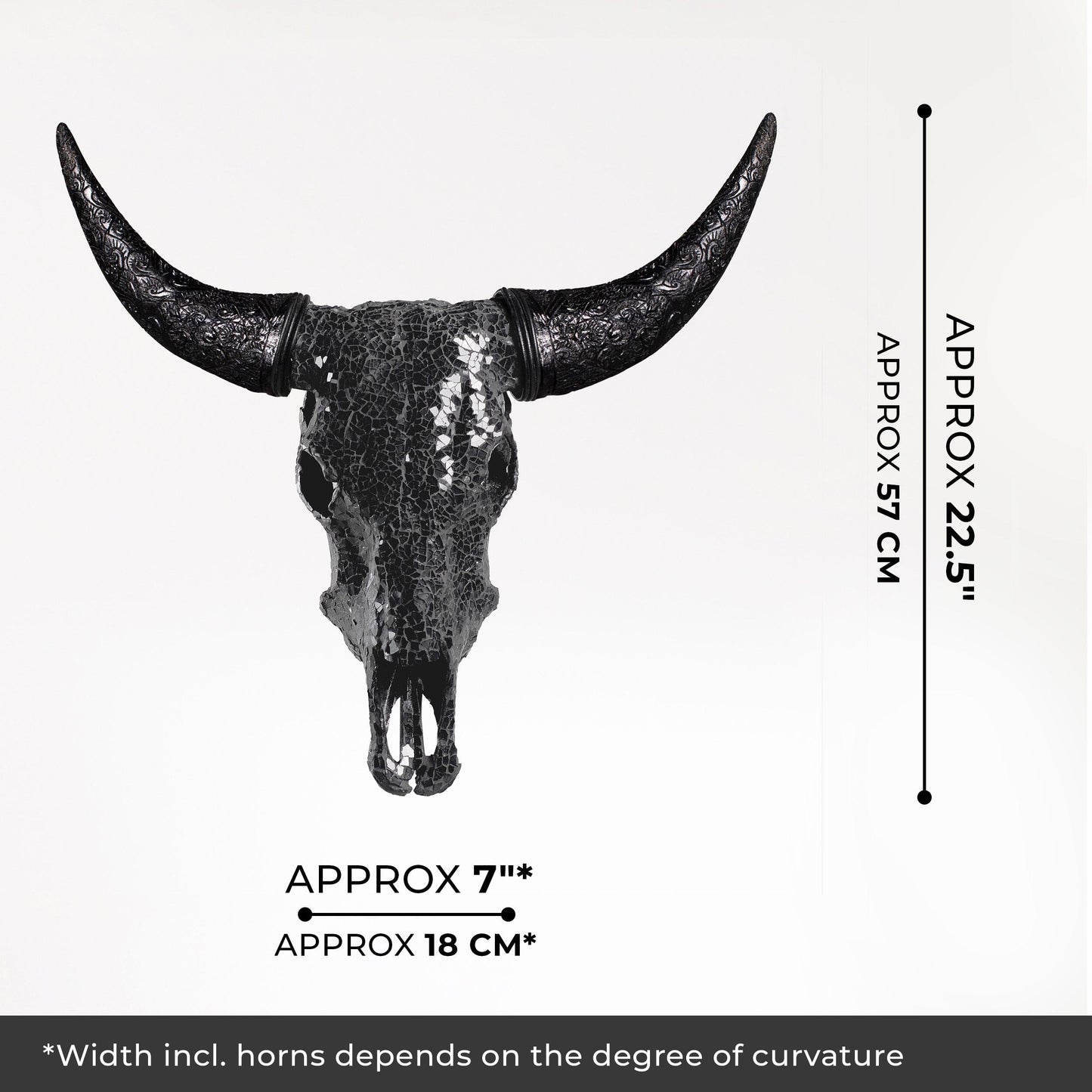 Cow Skull -  Black Mirror // Mosaic Finish