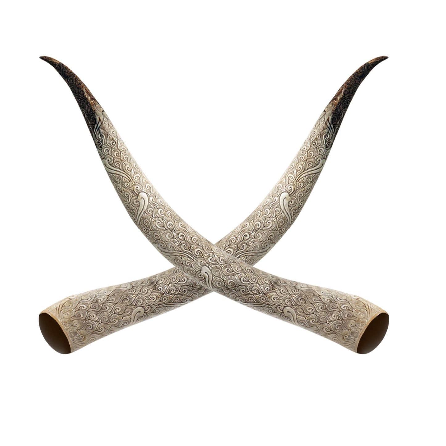 Hand Carved Longhorn Skull // XL Horns - Gray Mandala