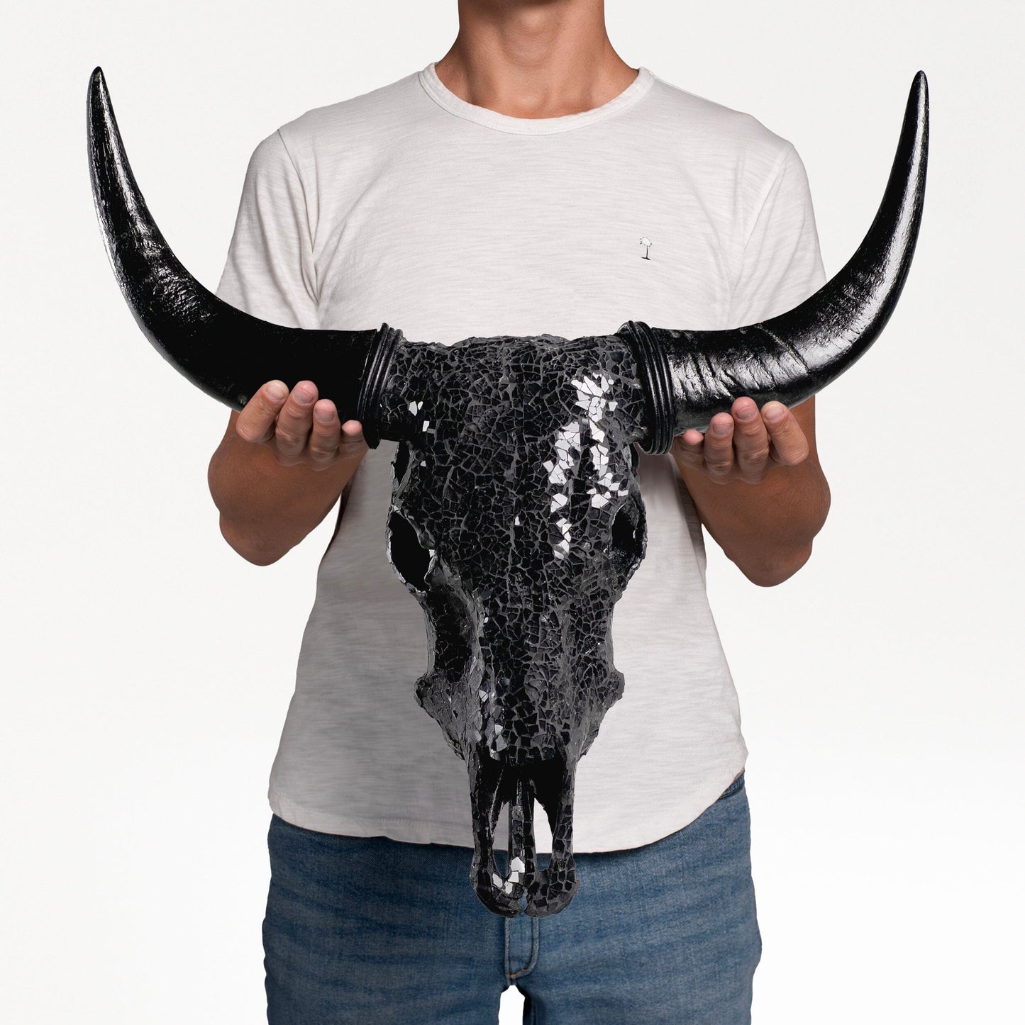Cow Skull -  Black Mirror // Mosaic Finish