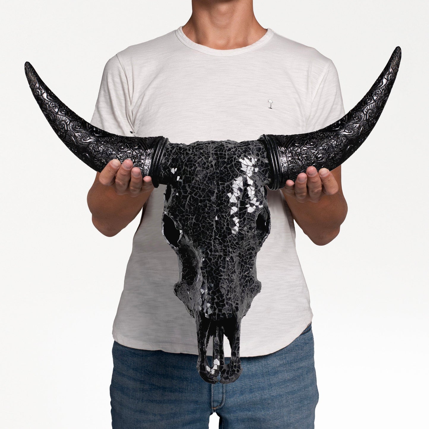 Cow Skull -  Black Mirror // Mosaic Finish