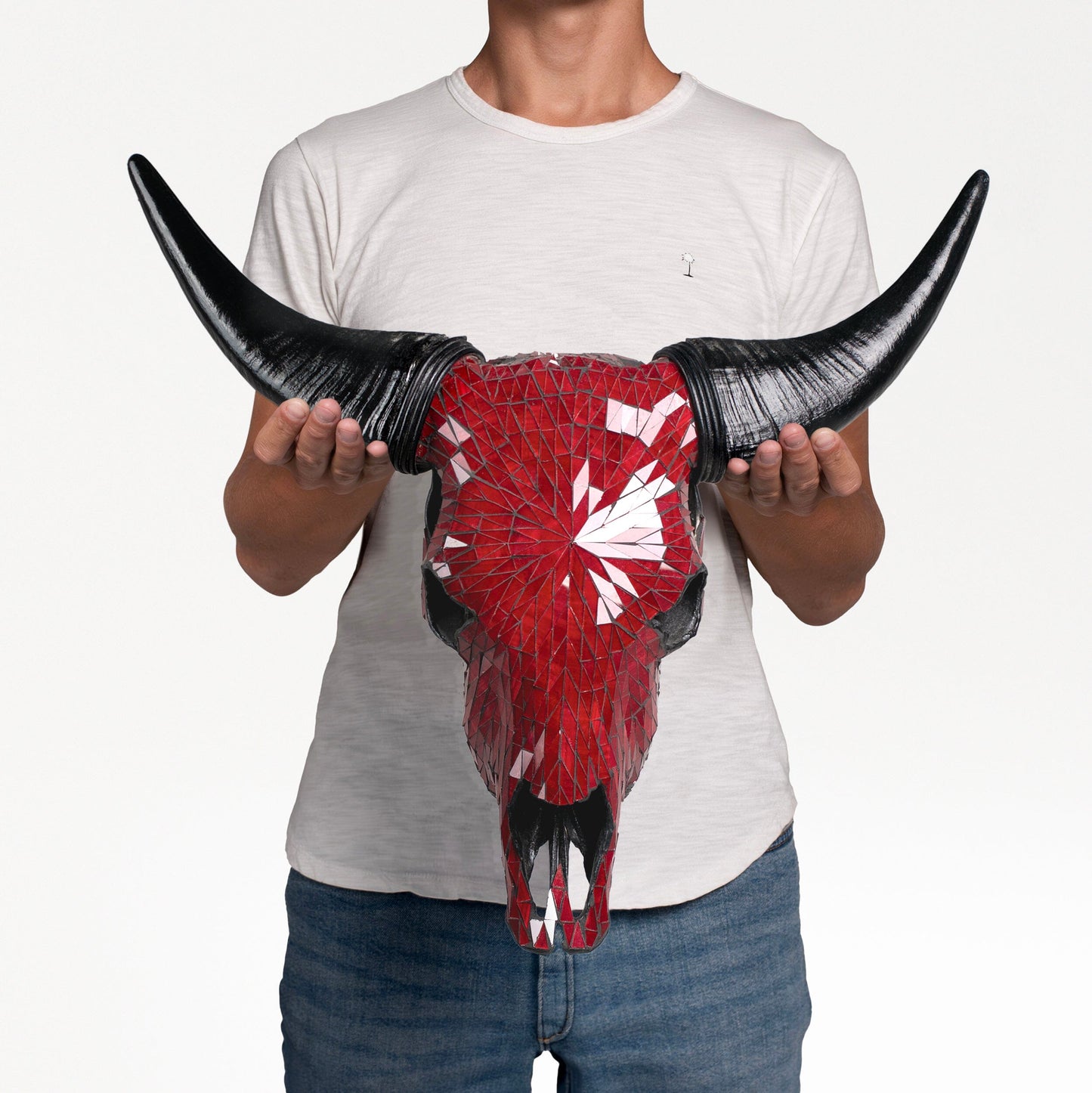 Cow Skull - Red Mirror // Mosaic Finish