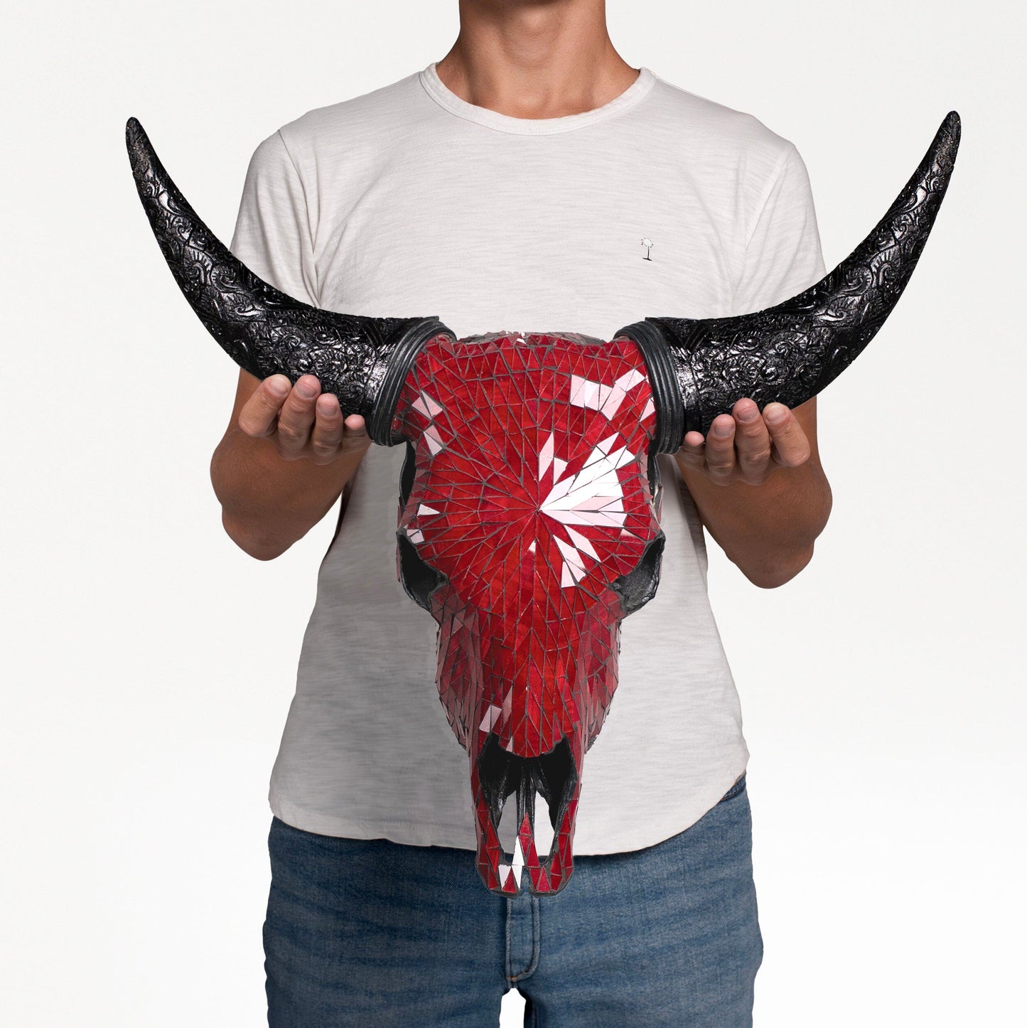 Cow Skull - Red Mirror // Mosaic Finish