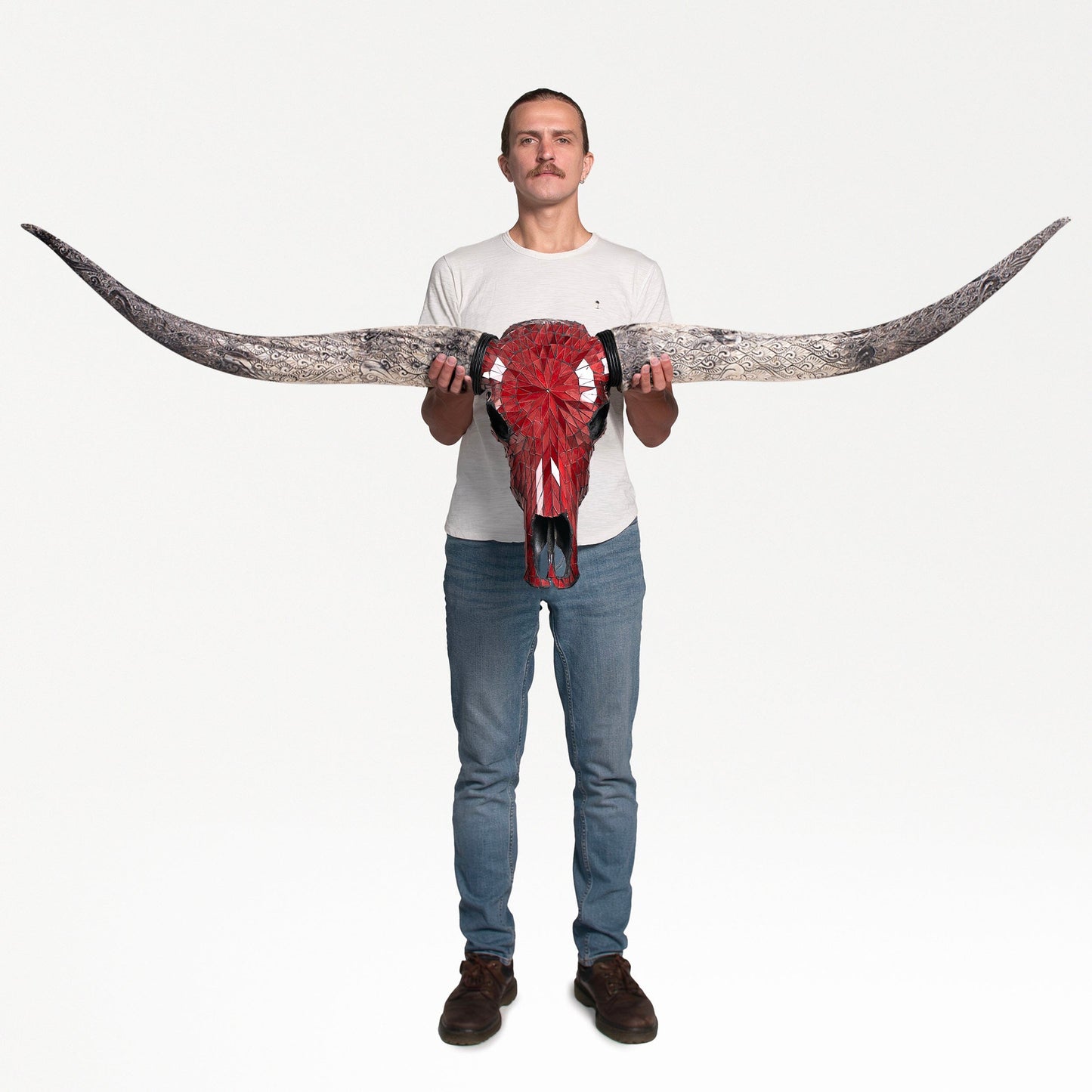 Longhorn Skull - Red Mirror // Mosaic Finish