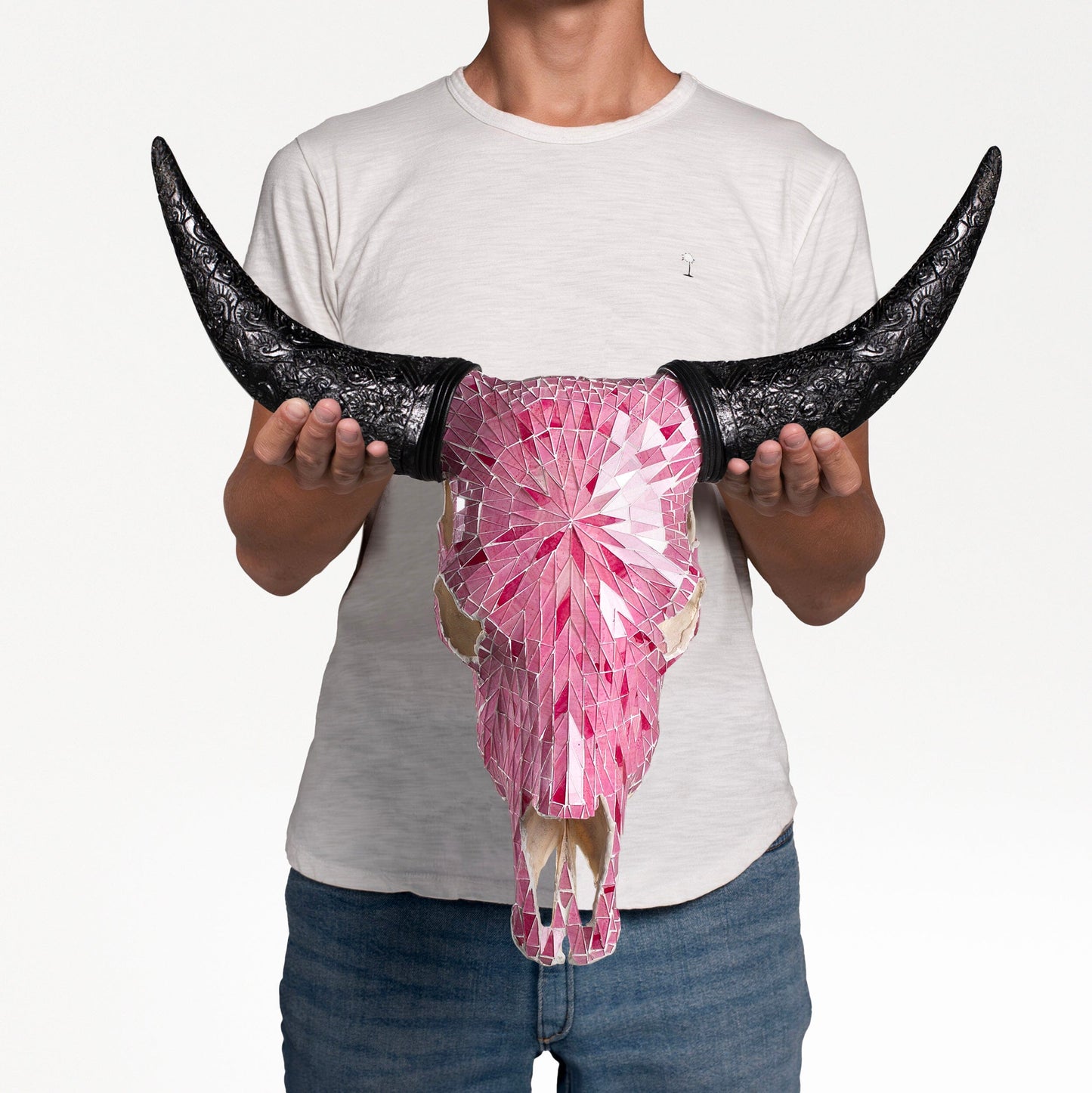 Cow Skull - Pink Mirror // Mosaic Finish