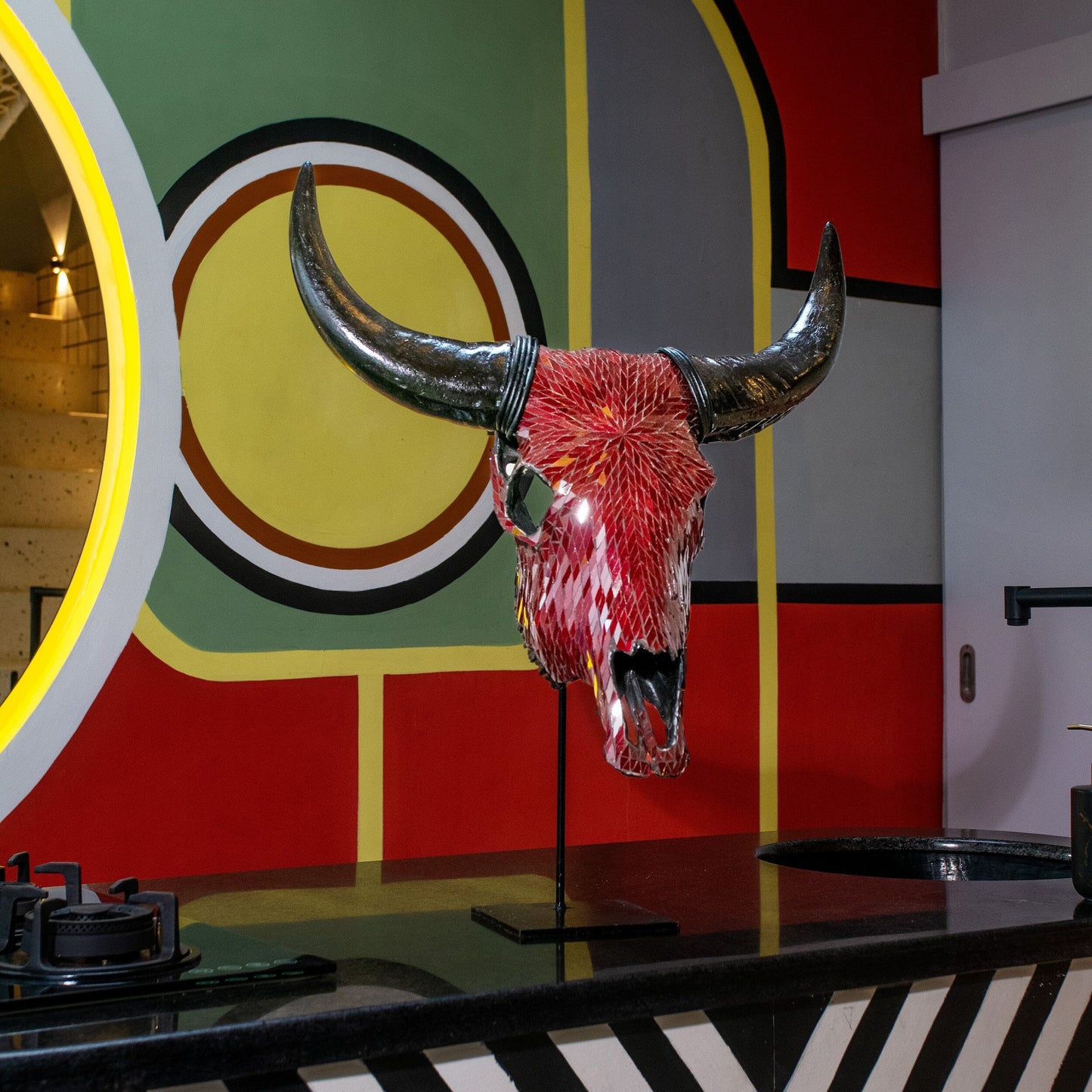 Cow Skull - Red Mirror // Mosaic Finish