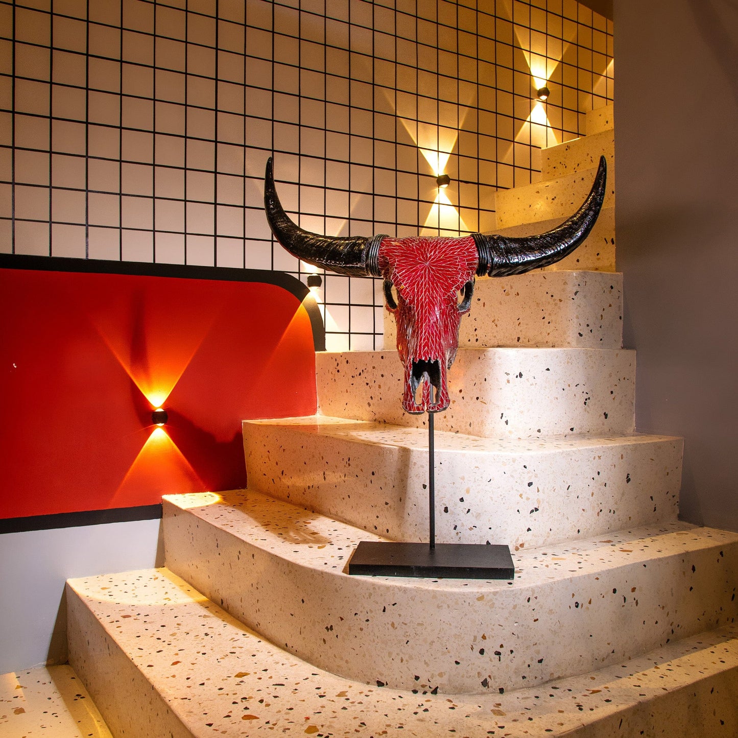 Buffalo Skull - Red Mirror // Mosaic Finish