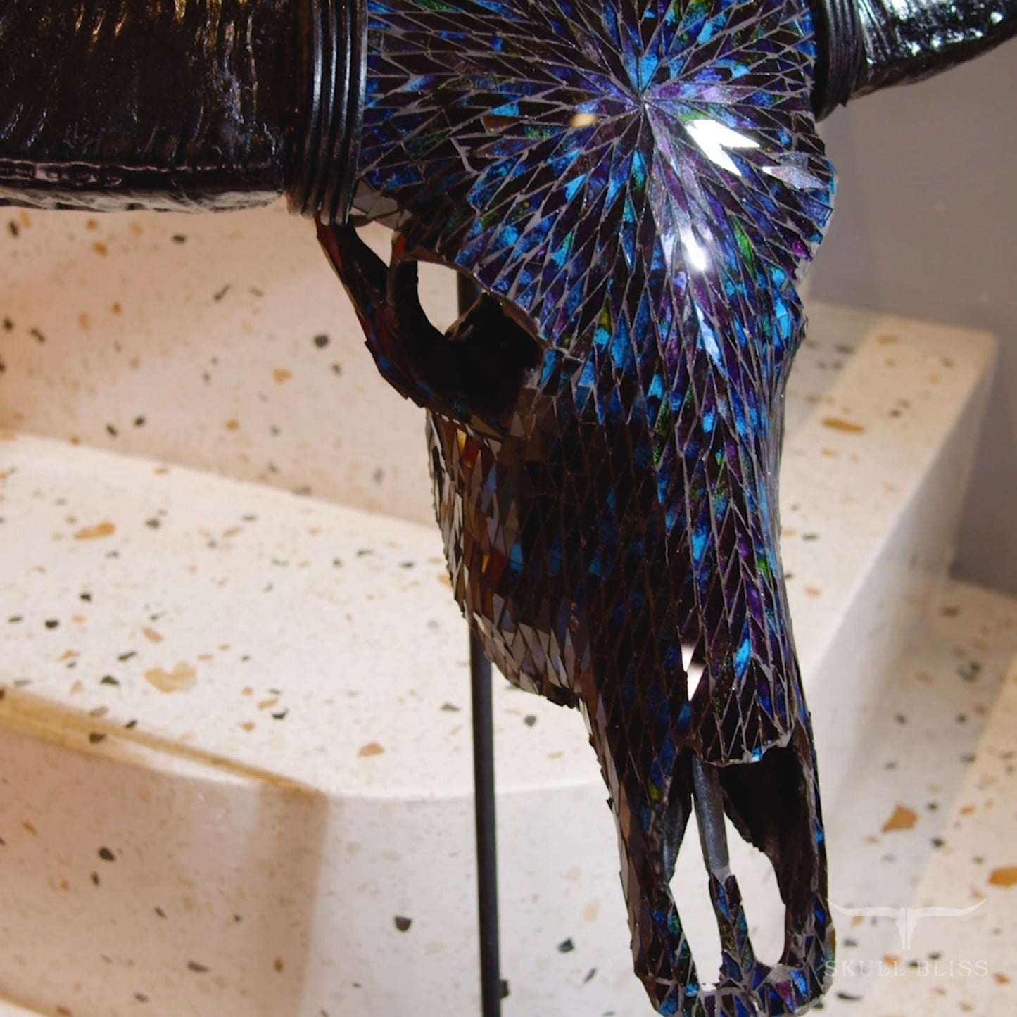 Buffalo Skull - Blue Mirror // Mosaic Finish