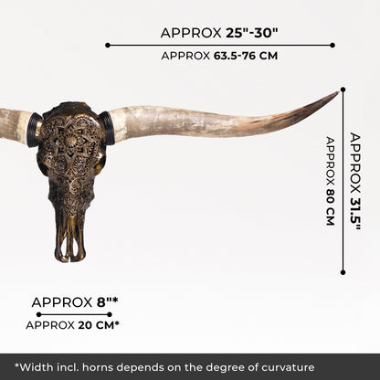 Hand Carved Longhorn Skull - Antique Bronze Mandala // Metallic Finish