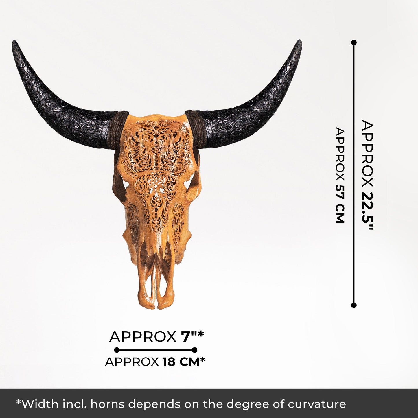 Hand Carved Cow Skull - Antique Titan