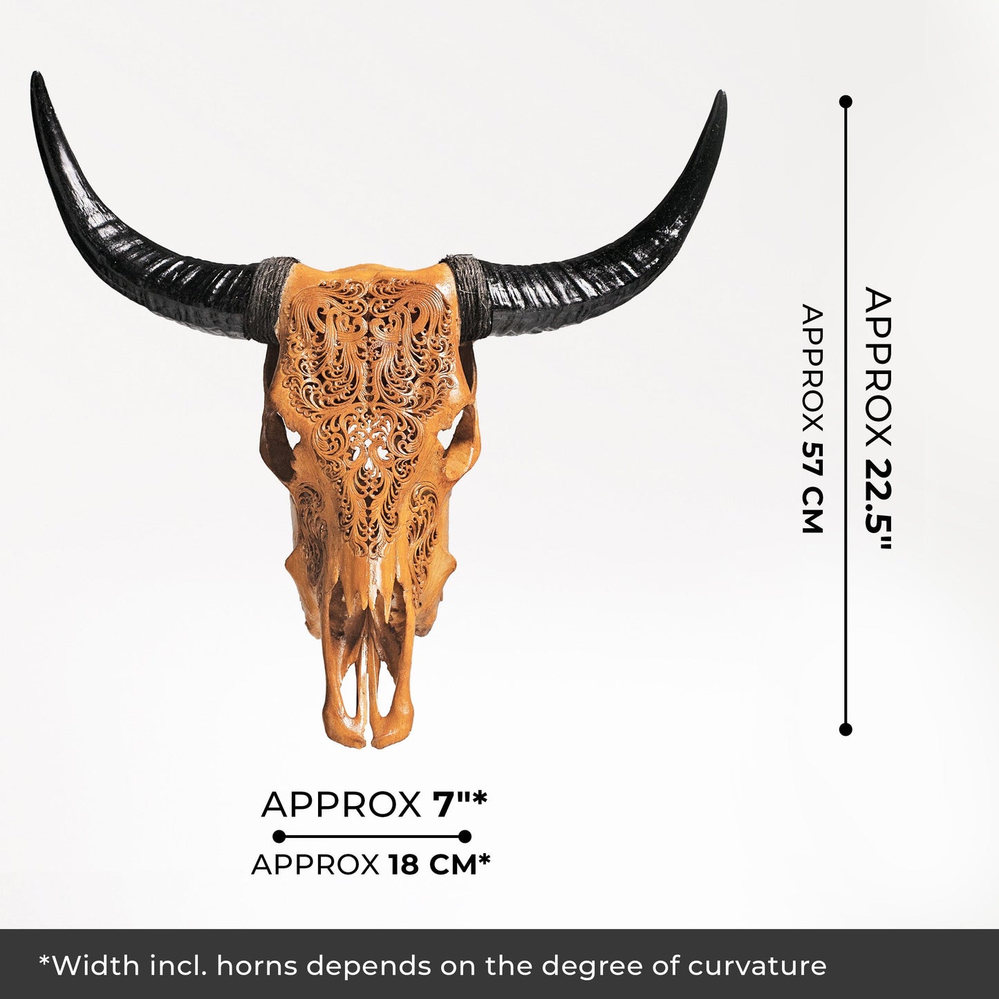 Hand Carved Cow Skull - Antique Titan