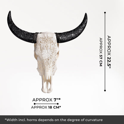 Hand Carved Cow Skull - White Titan