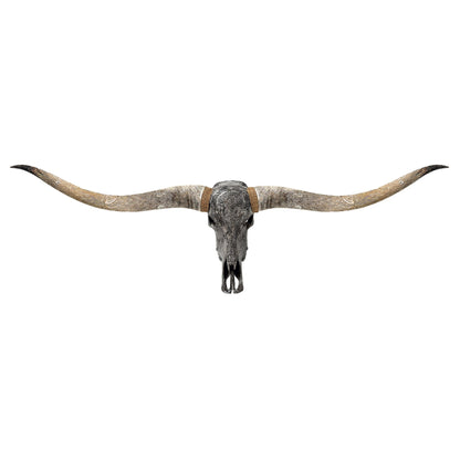 Hand Carved Longhorn Skull // XL Horns - Gray Yggdrasil