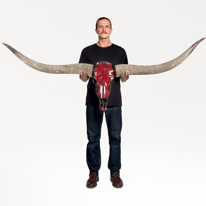 Longhorn Skull // XL Horns - Red Mirror // Mosaic Finish