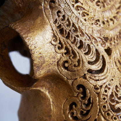 Hand Carved Longhorn Skull // XL Horns - Gold Leaf Boho
