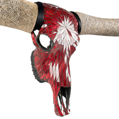 Longhorn Skull // XL Horns - Red Mirror // Mosaic Finish