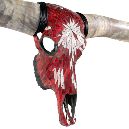 Longhorn Skull // XL Horns - Red Mirror // Mosaic Finish