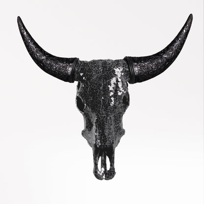 Cow Skull -  Black Mirror // Mosaic Finish